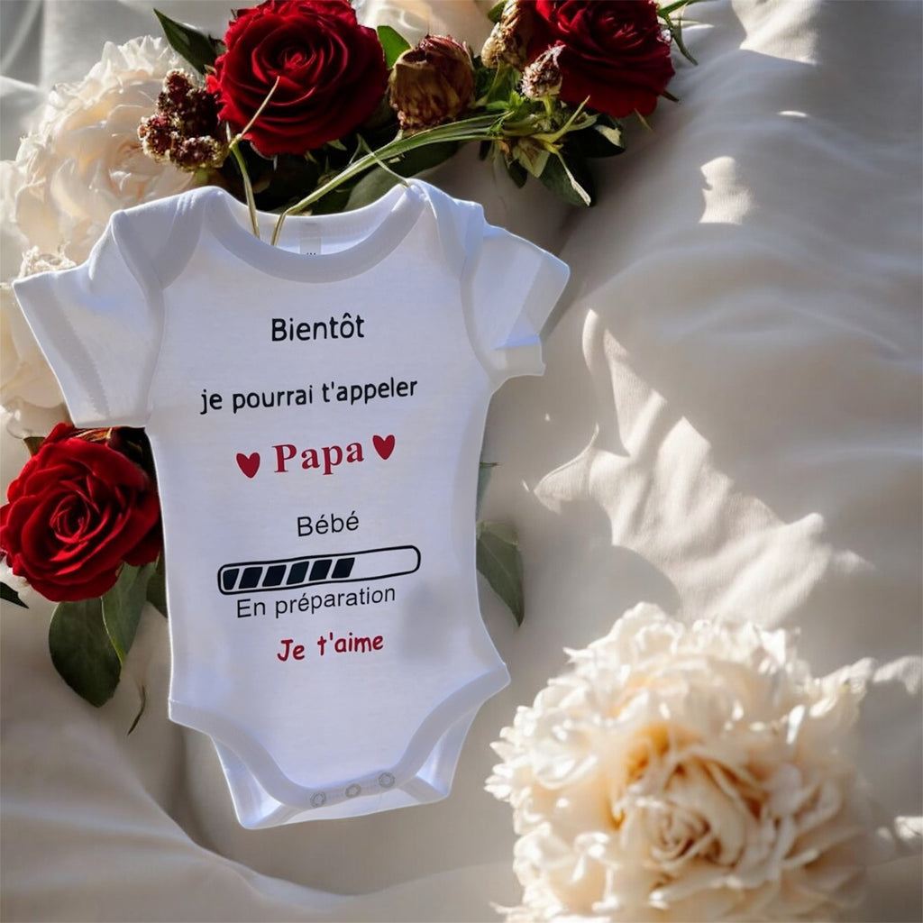 Body bébé “Bientôt je pourrai t’appeler Papa” – Annonce grossesse originale – Bébé en préparation – Cadeau futur papa