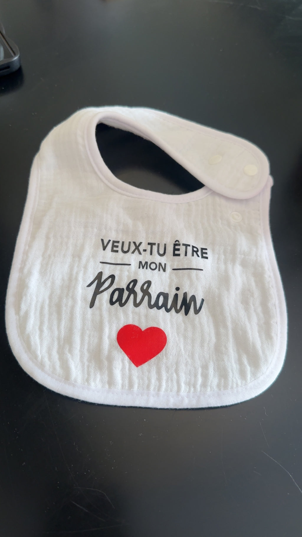 Bavoir bébé demande parrain – Veux-tu être mon parrain – Cadeau parrain – Annonce parrain originale – Naissance bébé