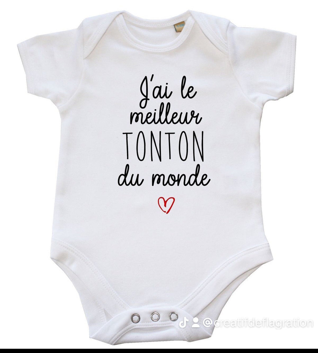 Body bébé meilleur tonton du monde – Cadeau tonton – Body bébé message – Annonce grossesse tonton – Naissance bébé