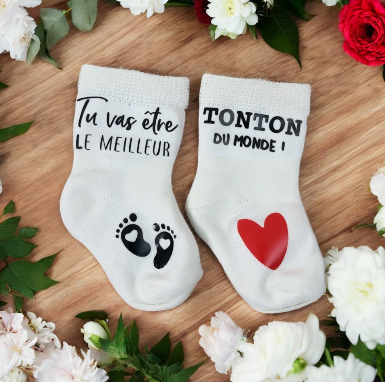 Chaussettes bébé “Tu vas être le meilleur tonton du monde !” – Annonce tonton originale – Cadeau grossesse ou baptême