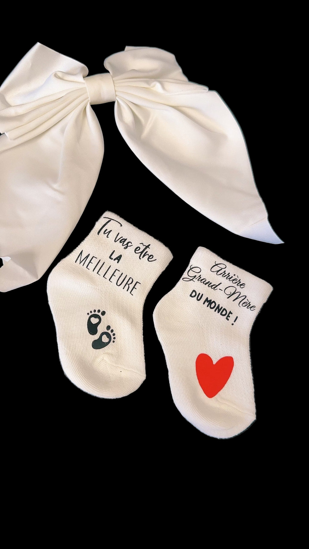 Chaussettes bébé “Tu vas être la meilleure arrière-grand-mère du monde !” – Annonce grossesse originale et émotive