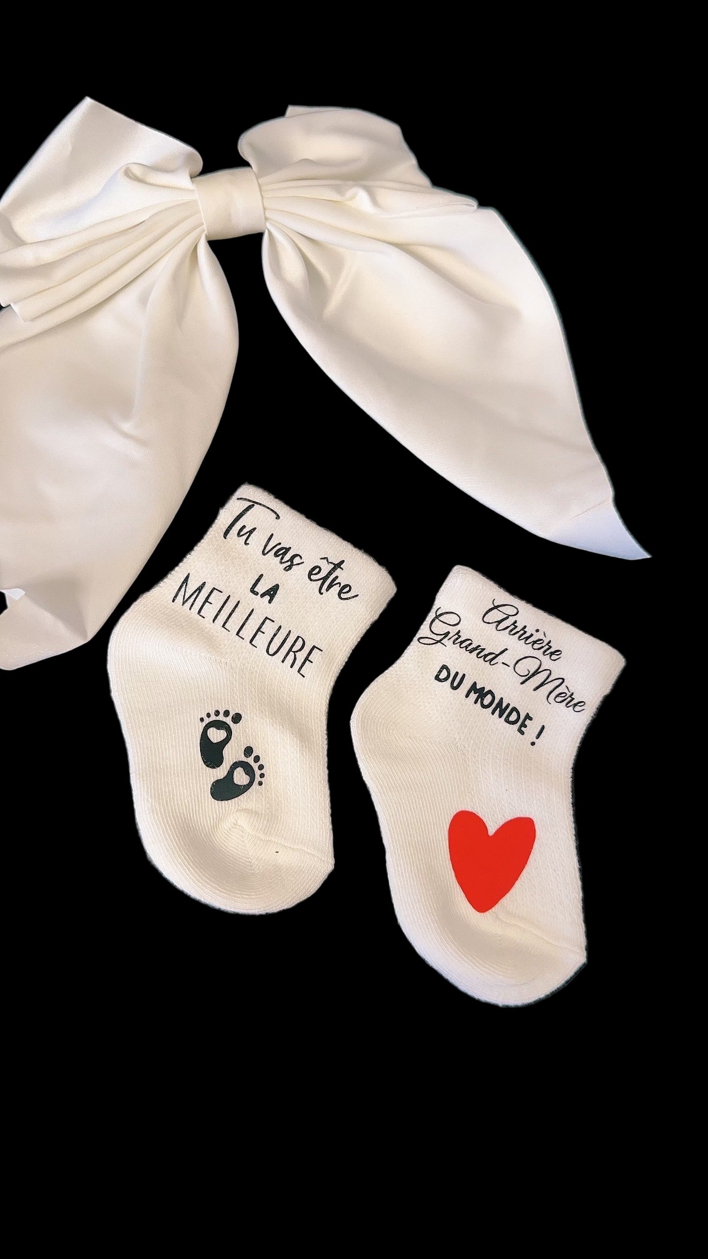 Chaussettes bébé “Tu vas être la meilleure arrière-grand-mère du monde !” – Annonce grossesse originale et émotive