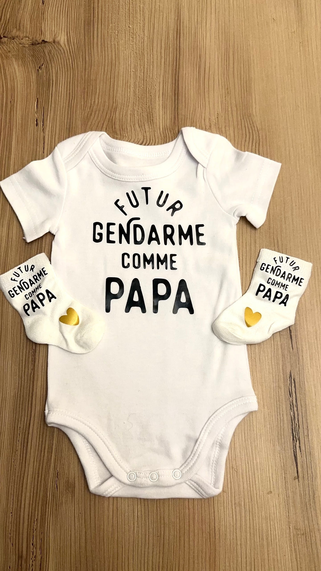 👶 Body bébé + chaussettes “Futur gendarme comme papa” | ensemble naissance original | Cadeau papa gendarme
