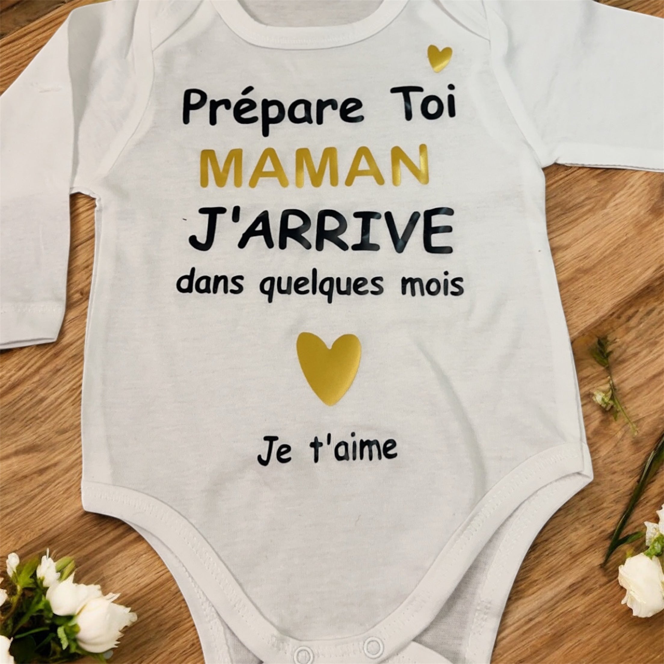 💖 Body annonce grossesse « Prépare-toi Maman » – Annonce future maman originale – Cadeau révélation grossesse plein d’émotion