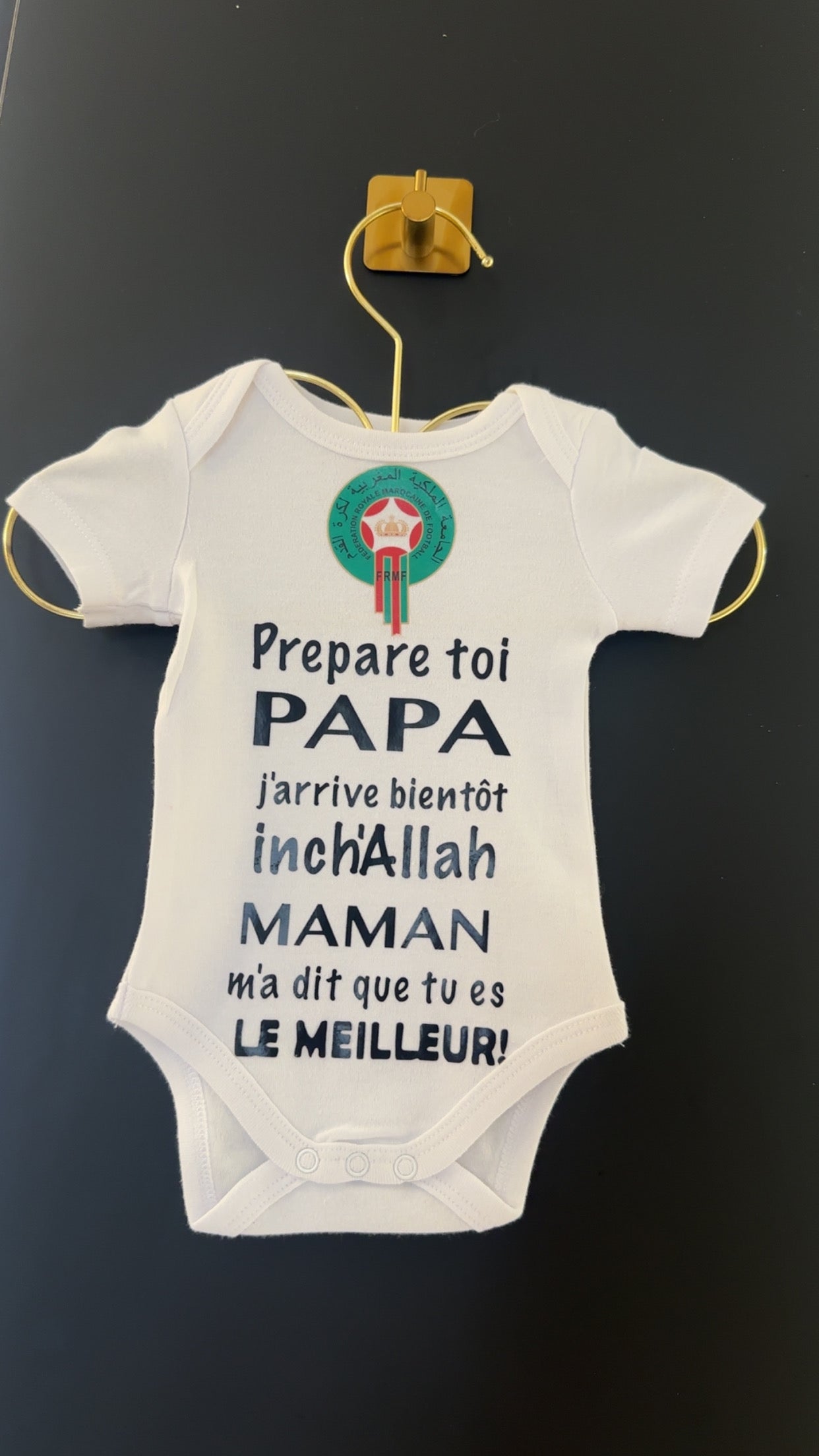 Body bébé annonce grossesse Papa Maman – Équipe du Maroc 🇲🇦 – Prépare toi Papa j’arrive bientôt Inshallah – Cadeau futur papa