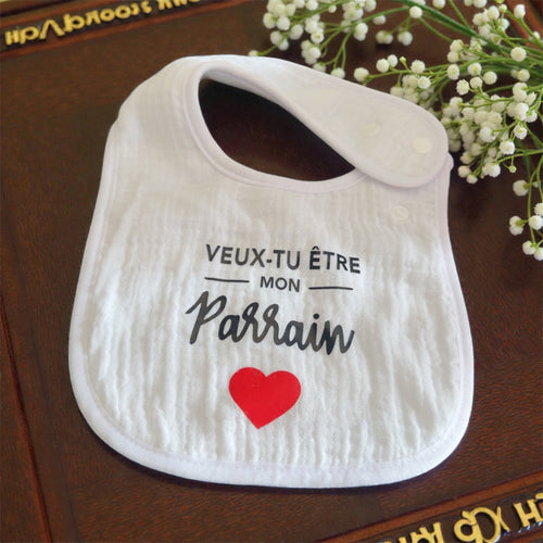 Bavoir bébé demande parrain – Veux-tu être mon parrain – Cadeau parrain – Annonce parrain originale – Naissance bébé