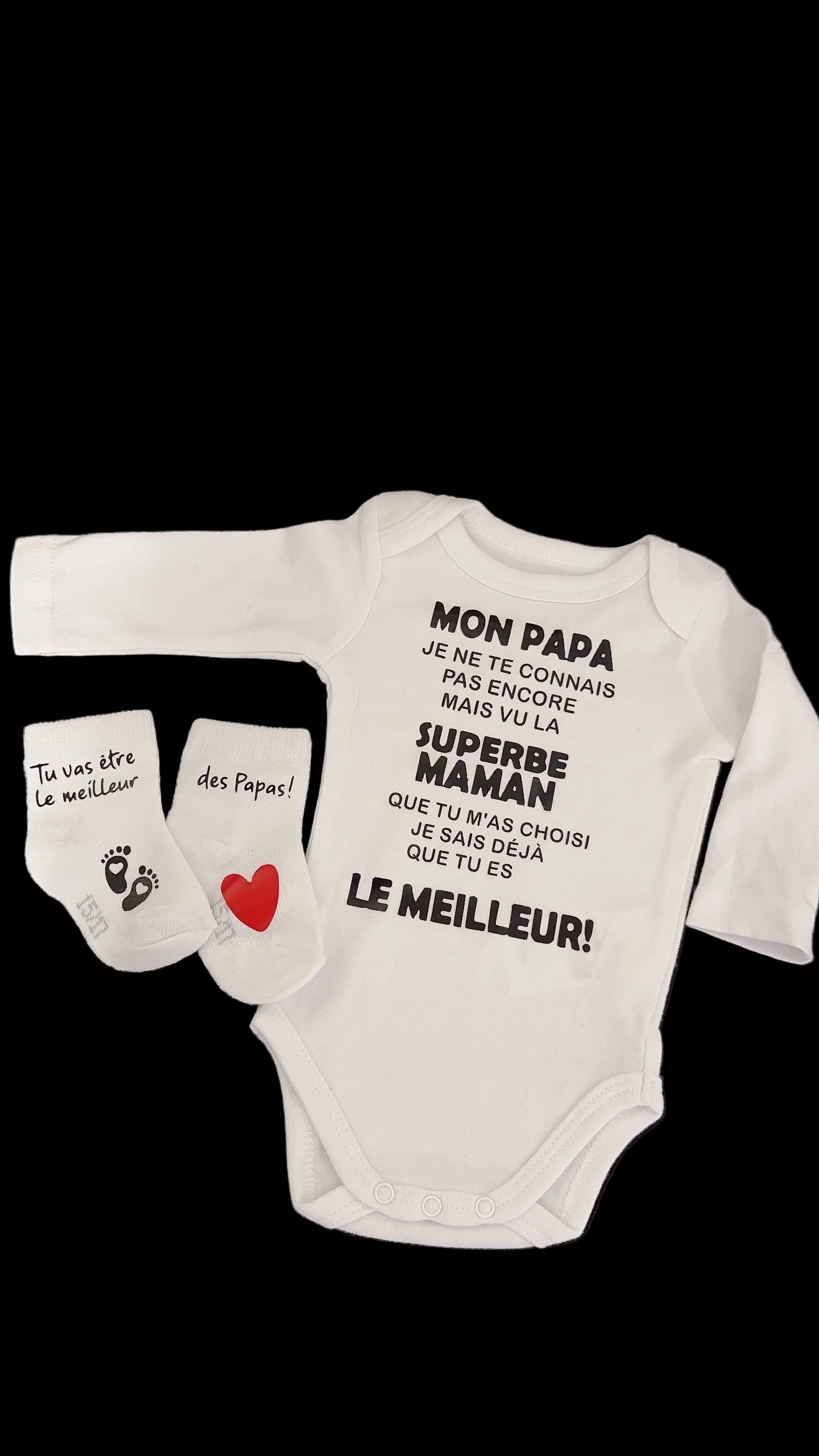 🍼 ensemble Body et chaussette Bébé Message Drôle – “Mon Papa, Je ne te connais pas encore…” | Cadeau de Naissance annonce grossesse Original