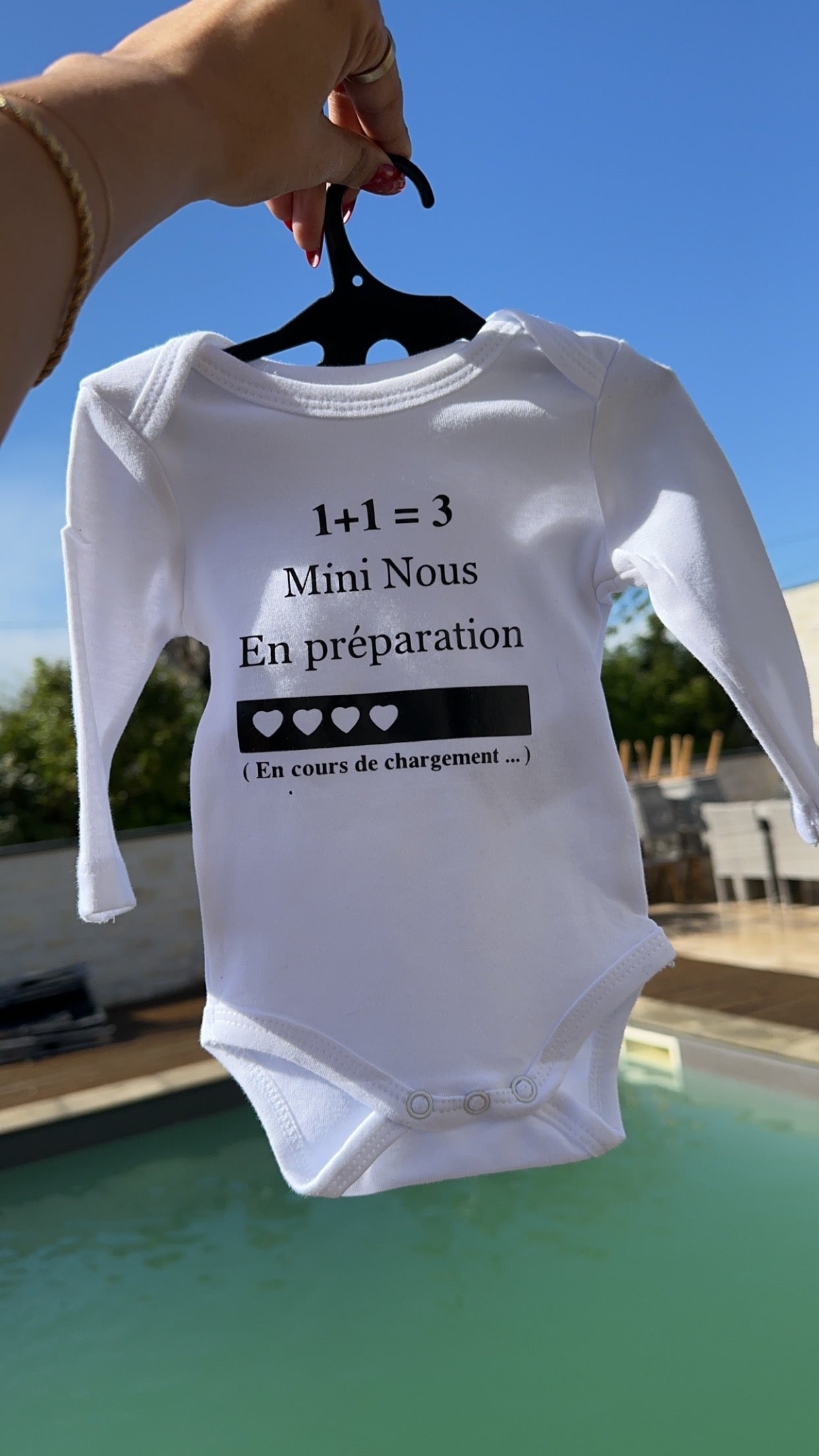 Body annonce grossesse – “1 + 1 = 3 Mini Nous en préparation” 👶 | Cadeau original future maman & papa, idée révélation bébé