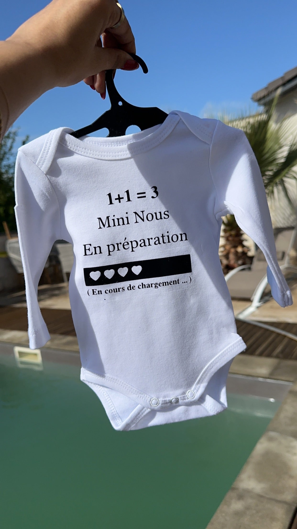 Body annonce grossesse – “1 + 1 = 3 Mini Nous en préparation” 👶 | Cadeau original future maman & papa, idée révélation bébé