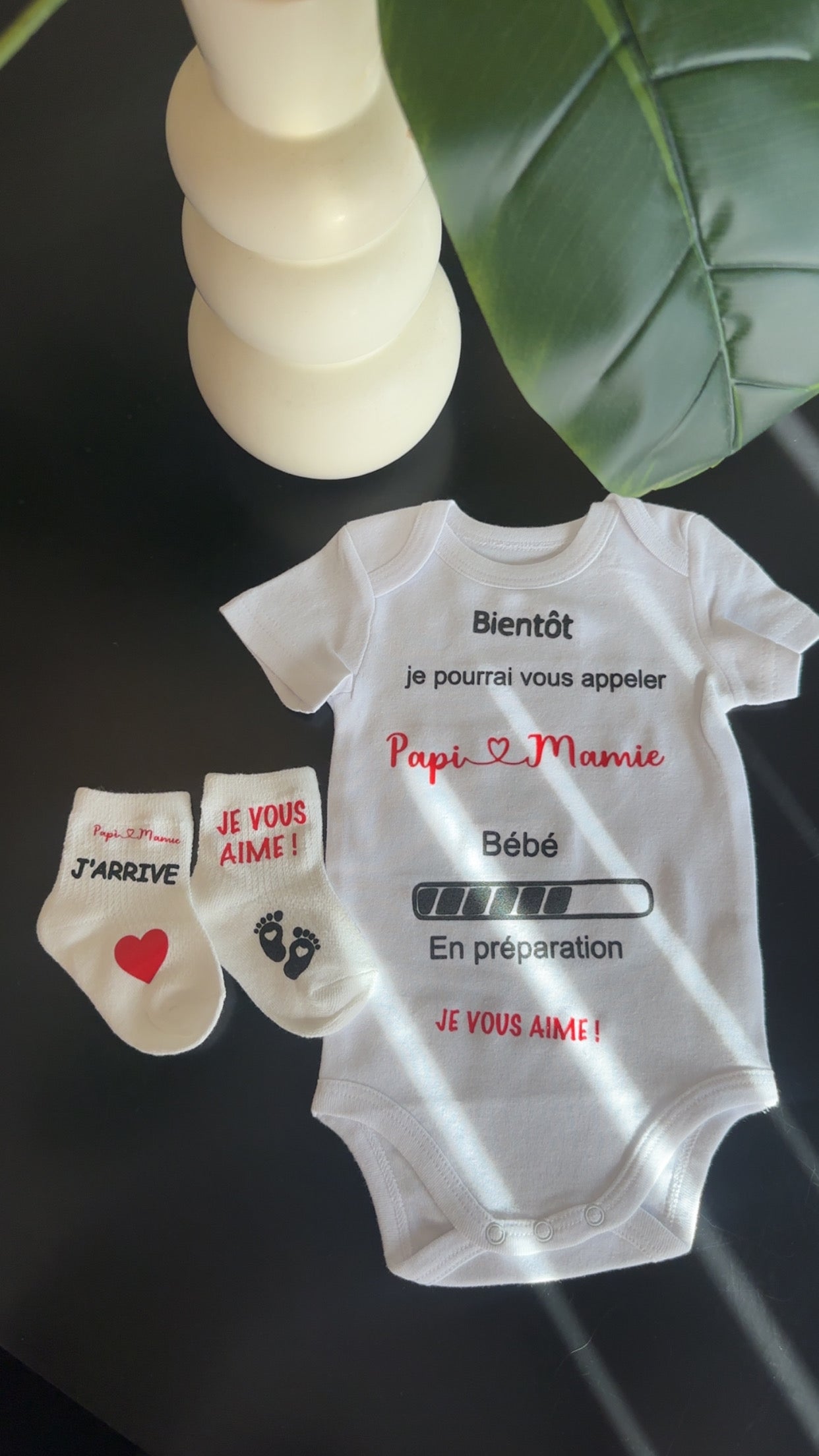 🍼✨ Body annonce grossesse “Papi & Mamie” + chaussettes assorties 👣 | Cadeau futur grands-parents 🎁
