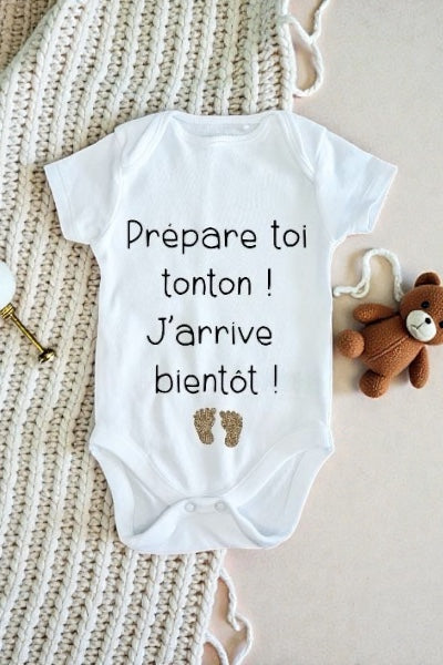 Body bébé annonce grossesse tonton – Prépare-toi tonton j’arrive bientôt – Cadeau futur tonton – Annonce grossesse originale