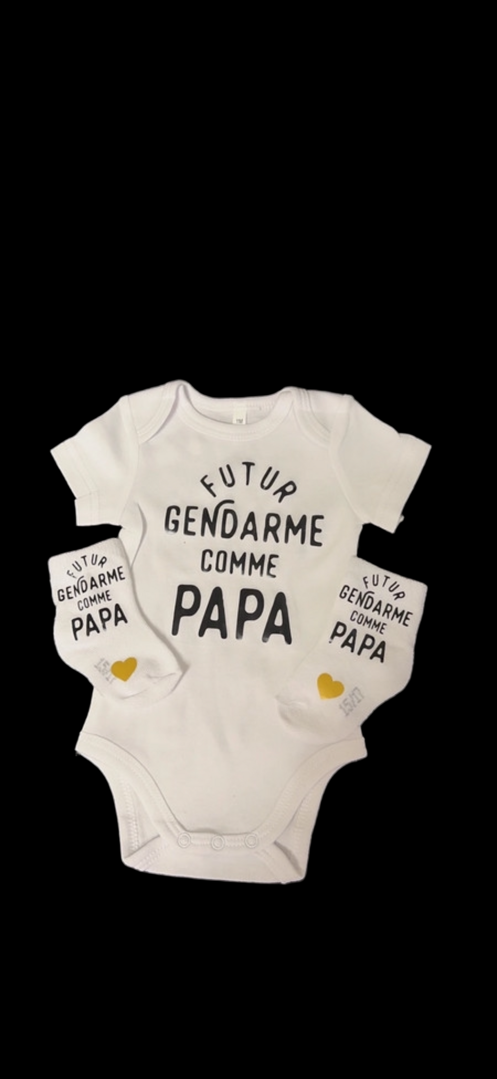 👶 Body bébé + chaussettes “Futur gendarme comme papa” | ensemble naissance original | Cadeau papa gendarme