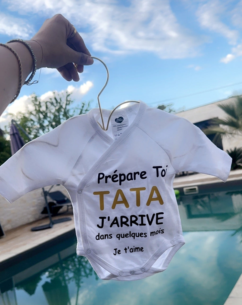 💛 Body annonce grossesse « Prépare-toi Tata » – Cadeau original pour future tante – Body bébé message surprise