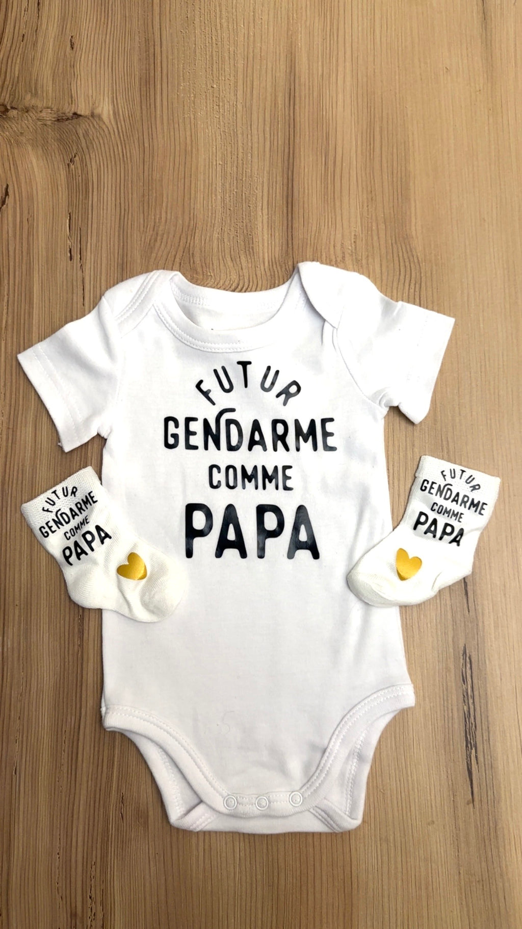 👶 Body bébé + chaussettes “Futur gendarme comme papa” | ensemble naissance original | Cadeau papa gendarme