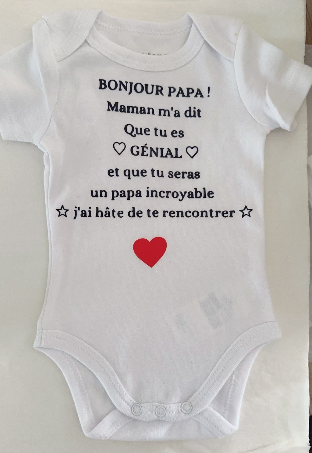Body bébé “Bonjour Papa !” – Cadeau futur papa, message mignon grossesse, annonce de grossesse originale