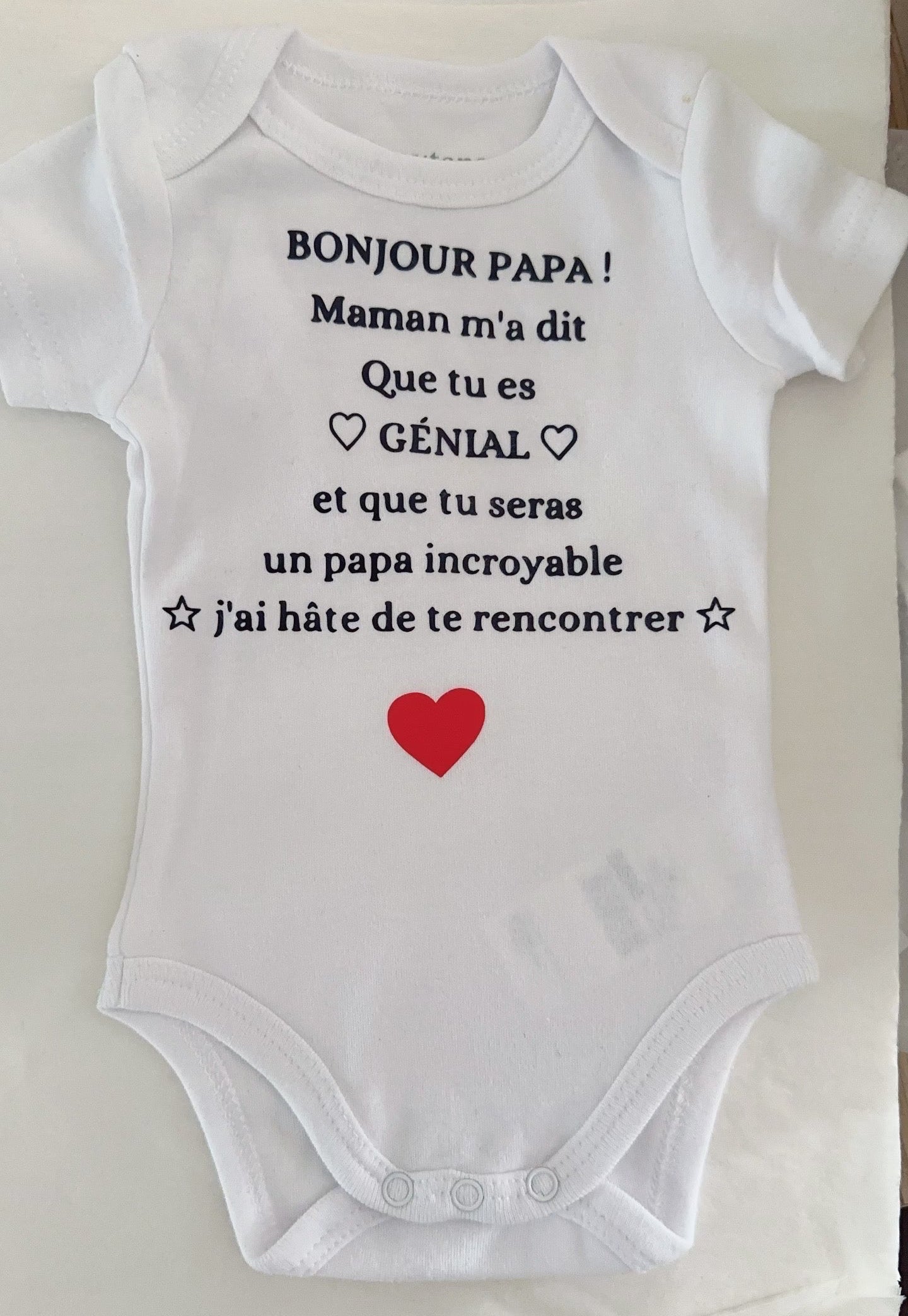 Body bébé “Bonjour Papa !” – Cadeau futur papa, message mignon grossesse, annonce de grossesse originale