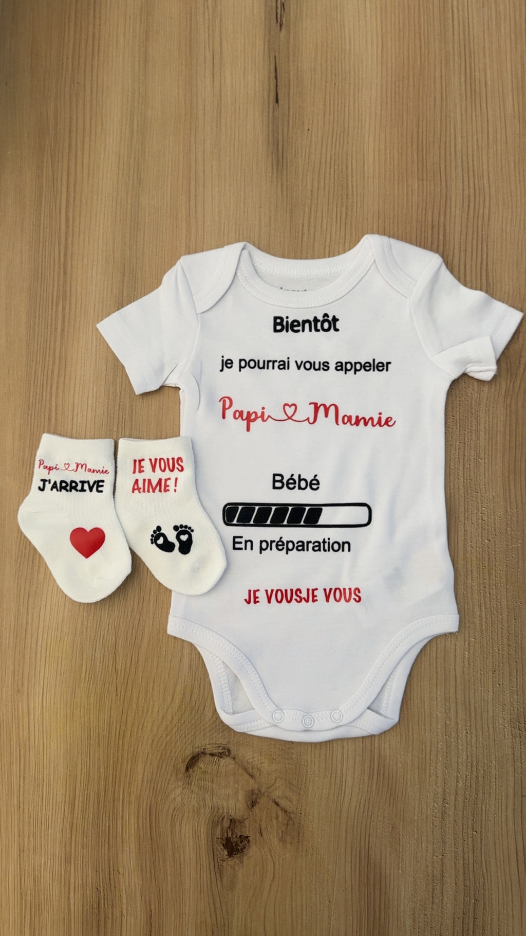 🍼✨ Body annonce grossesse “Papi & Mamie” + chaussettes assorties 👣 | Cadeau futur grands-parents 🎁