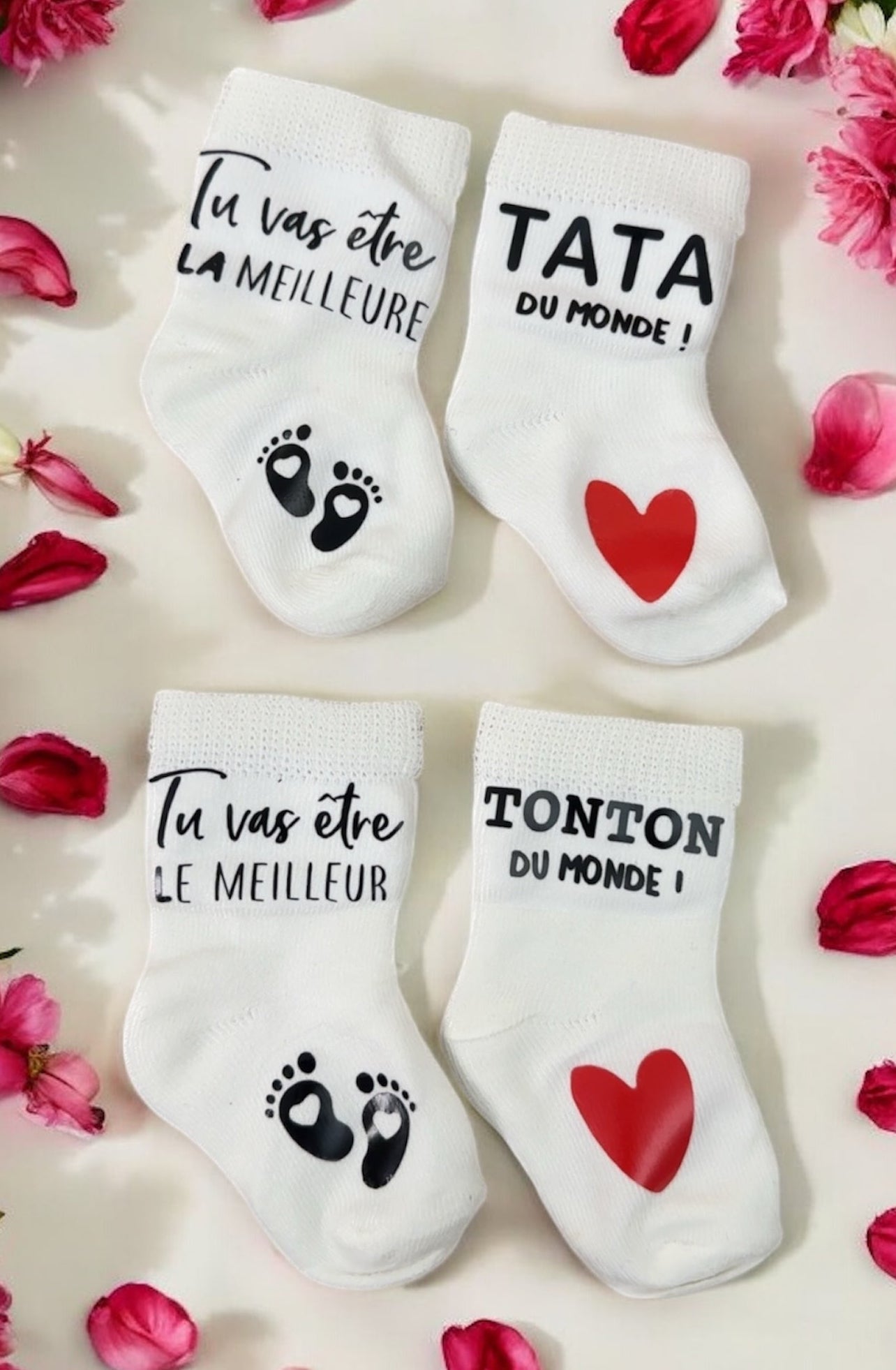 🍼 Lot de 2 paires de chaussettes annonce grossesse  futur tonton et tata – “Tu vas être la meilleure Tata / le meilleur Tonton du monde” – Cadeau révélation original ♥️