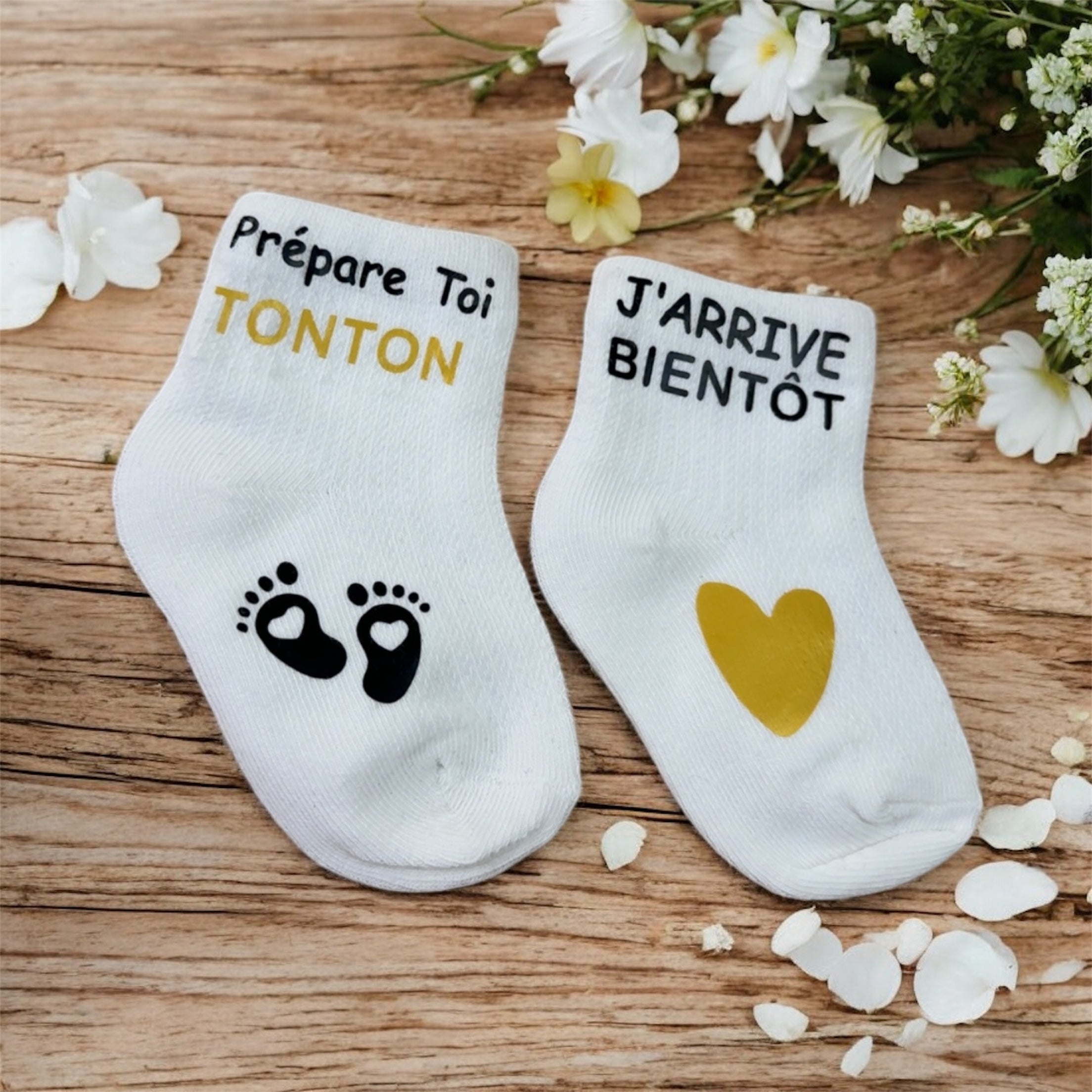 🧦 Chaussettes annonce grossesse “Prépare-toi Tonton, j’arrive bientôt” – Cadeau futur tonton original 💛