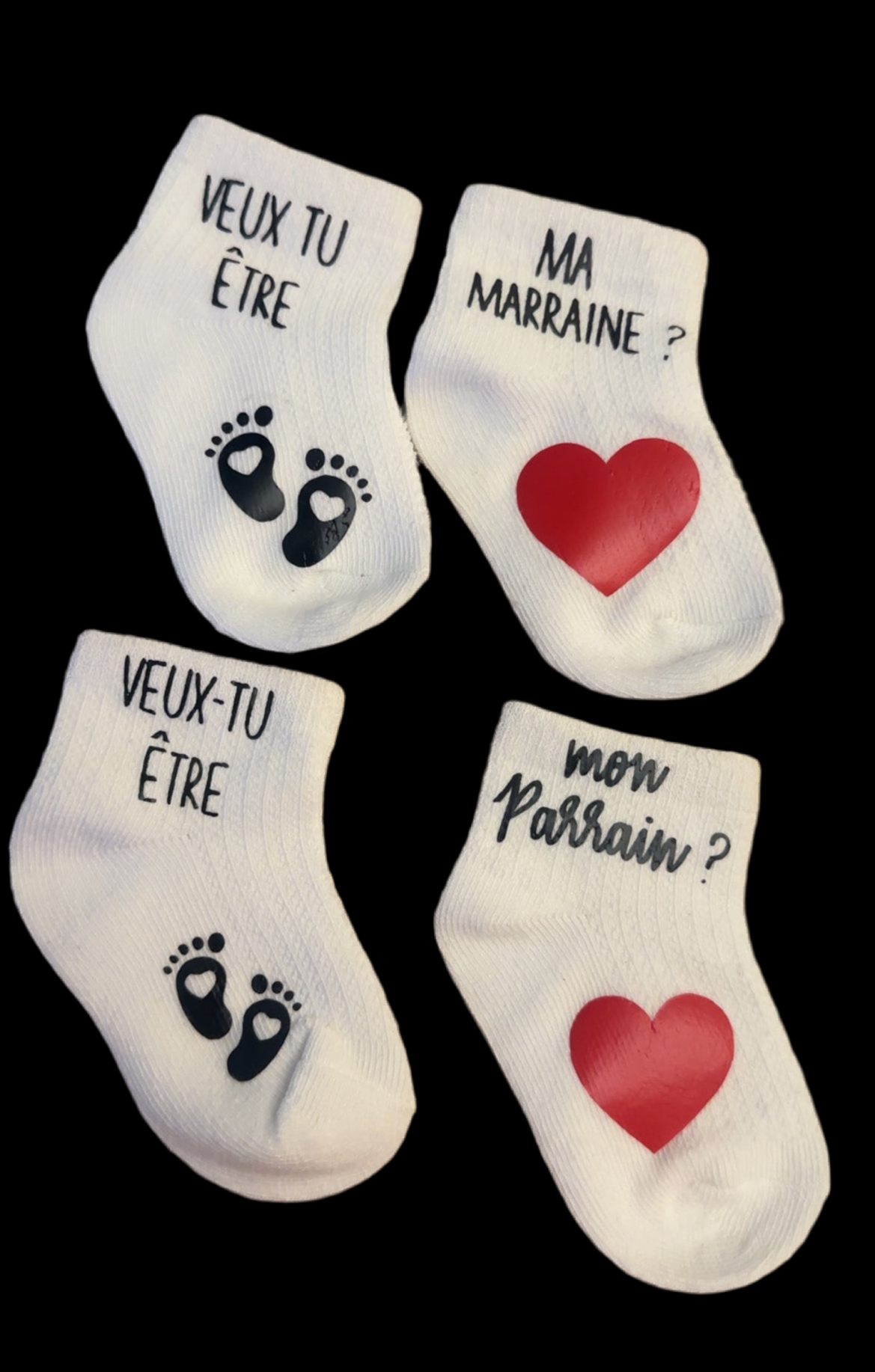🧦 Chaussettes bébé – Demande Parrain & Marraine ❤️ – Cadeau annonce grossesse original