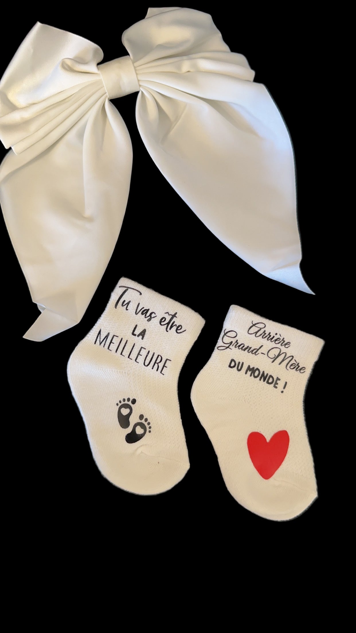 Chaussettes bébé “Tu vas être la meilleure arrière-grand-mère du monde !” – Annonce grossesse originale et émotive