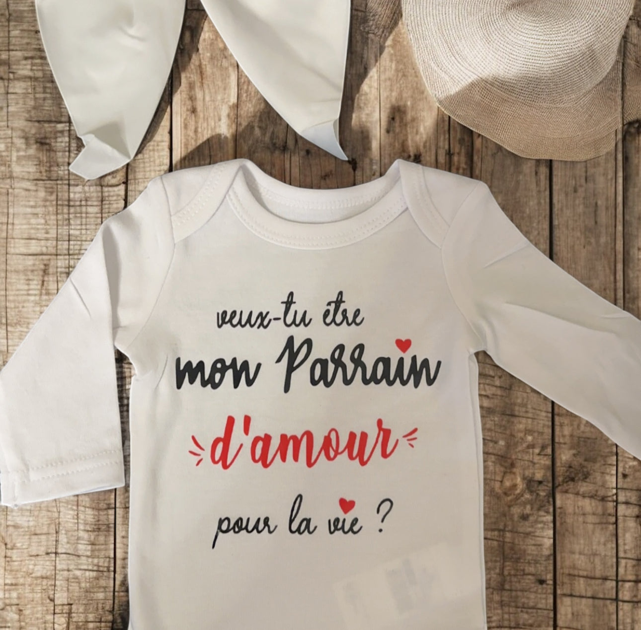 Bodie bébé “Veux-tu être mon parrain  d’amour pour la vie ?” – Body à message | Cadeau annonce grossesse demande parrain original
