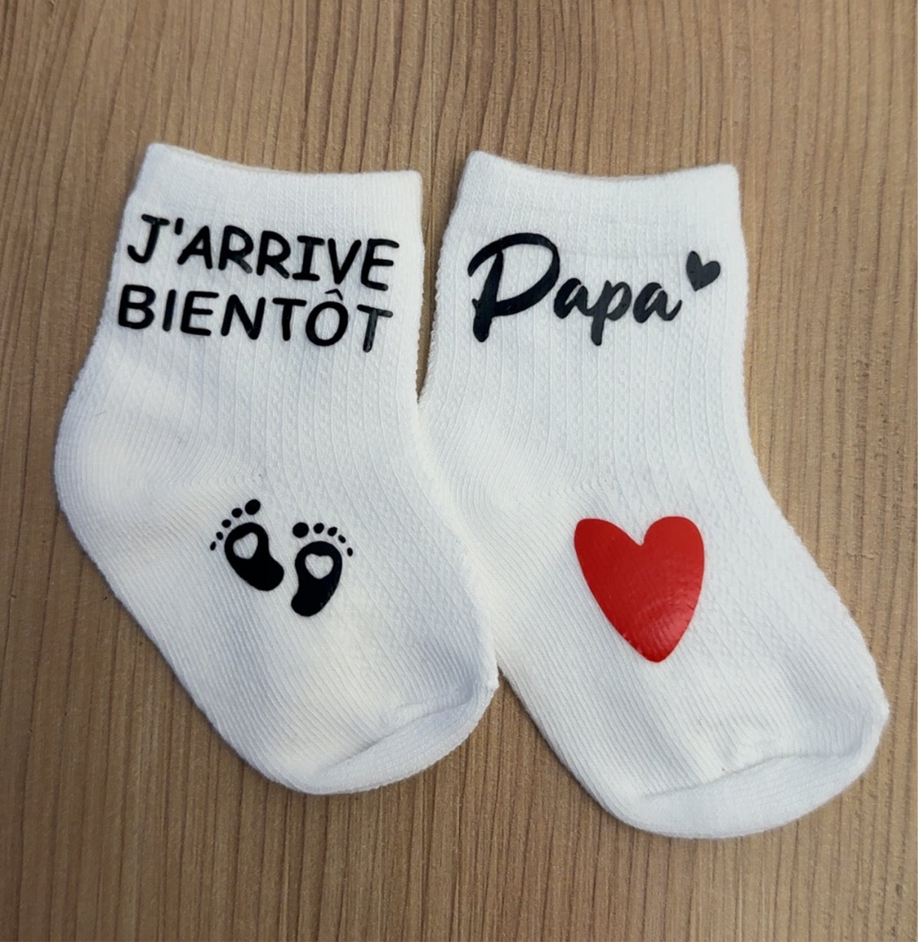Chaussettes bébé annonce grossesse Papa – J’arrive bientôt – Cadeau futur papa – Annonce grossesse originale – Naissance