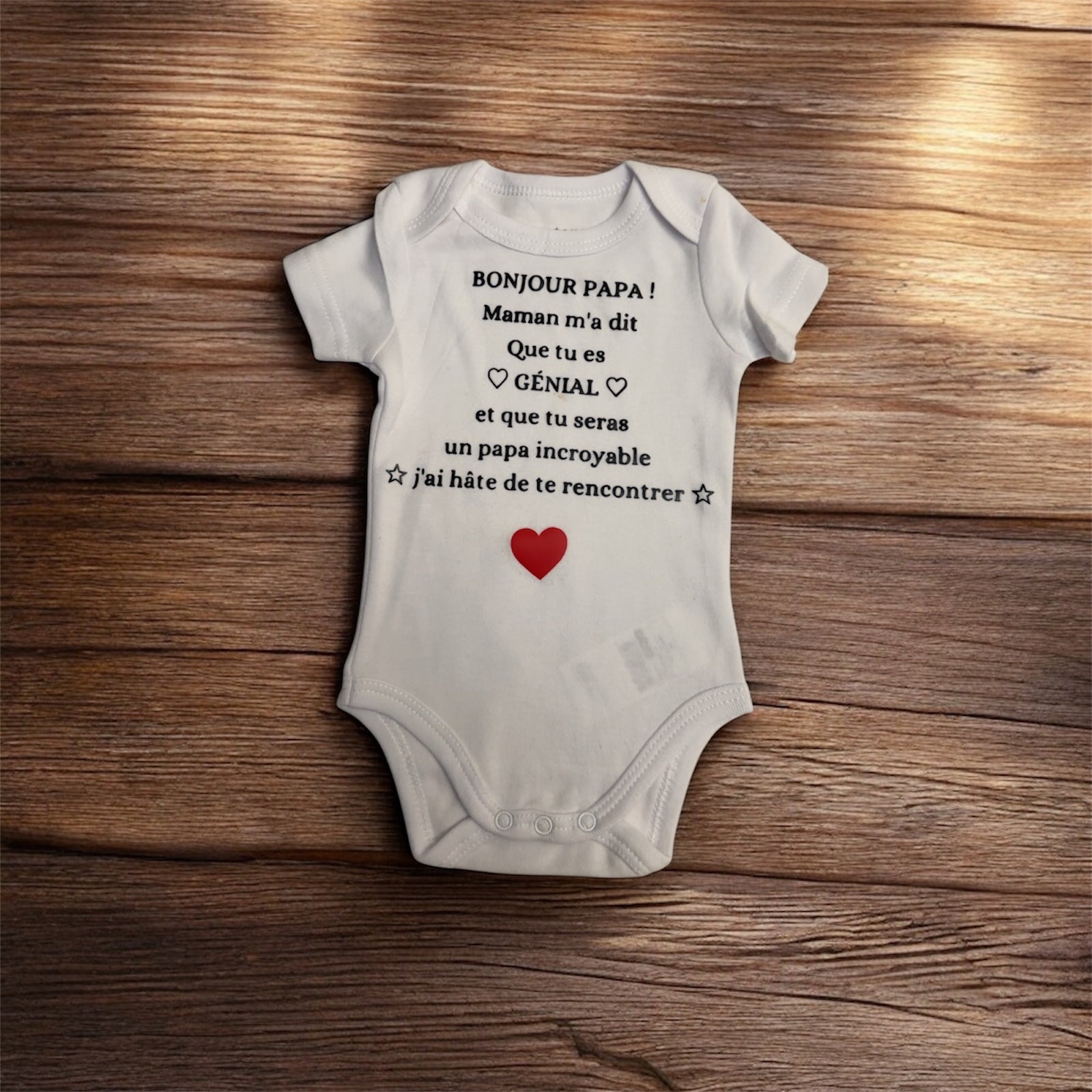 Body bébé “Bonjour Papa !” – Cadeau futur papa, message mignon grossesse, annonce de grossesse originale