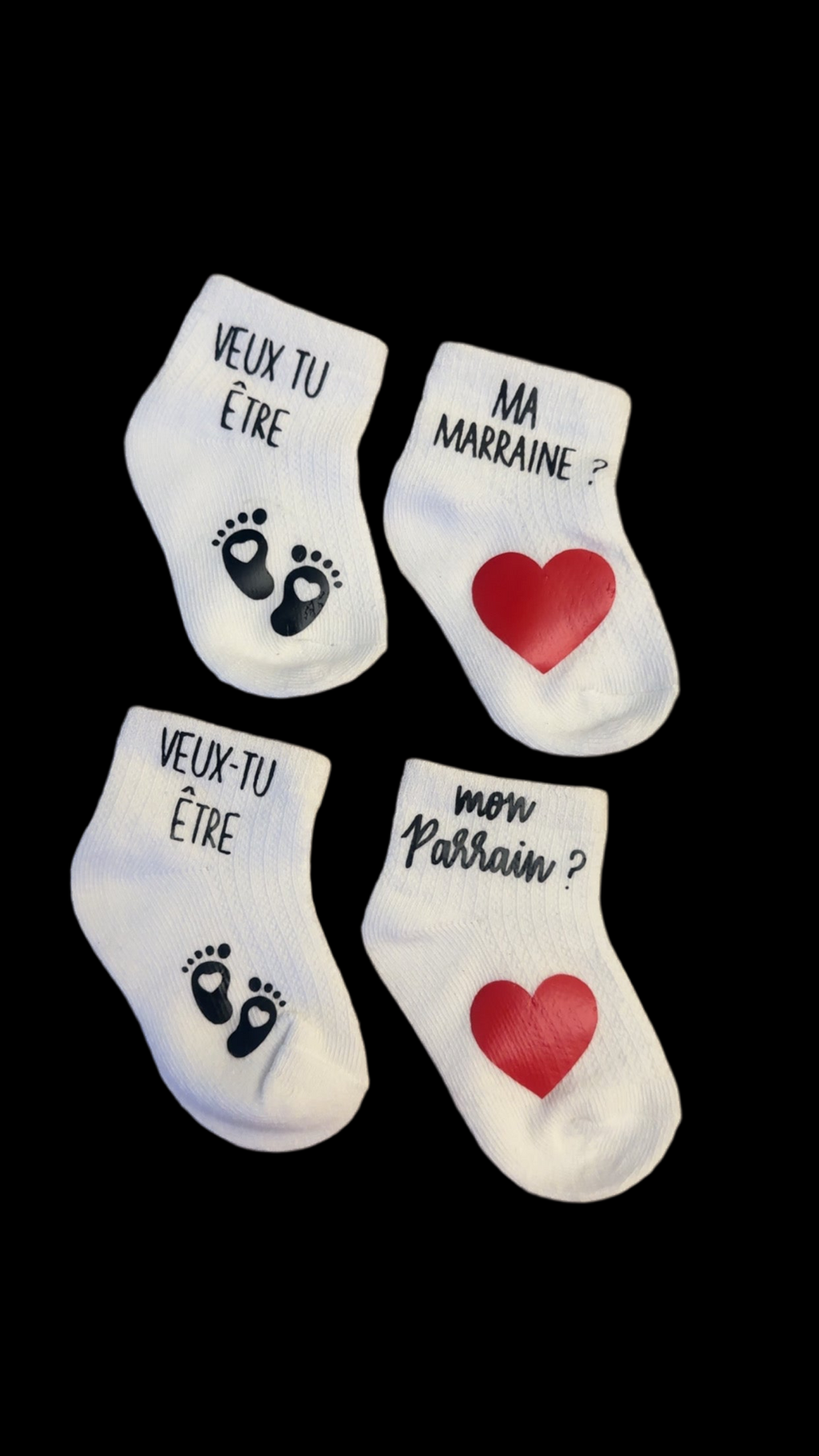 🧦 Chaussettes bébé – Demande Parrain & Marraine ❤️ – Cadeau annonce grossesse original