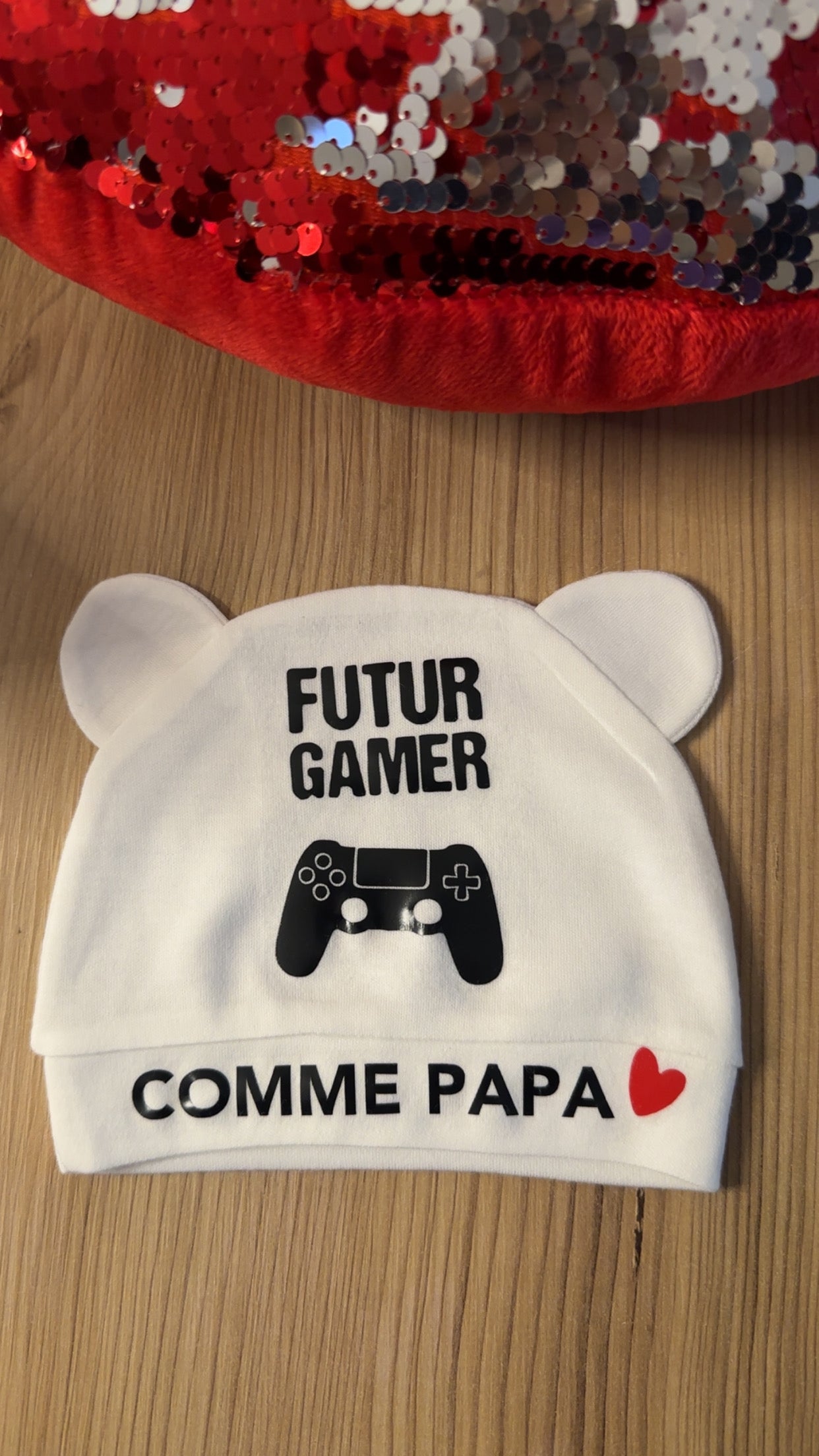 Ensemble Bébé “Futur Gamer comme Papa” 👶🎮 – Bonnet Annonce de Grossesse Originales
