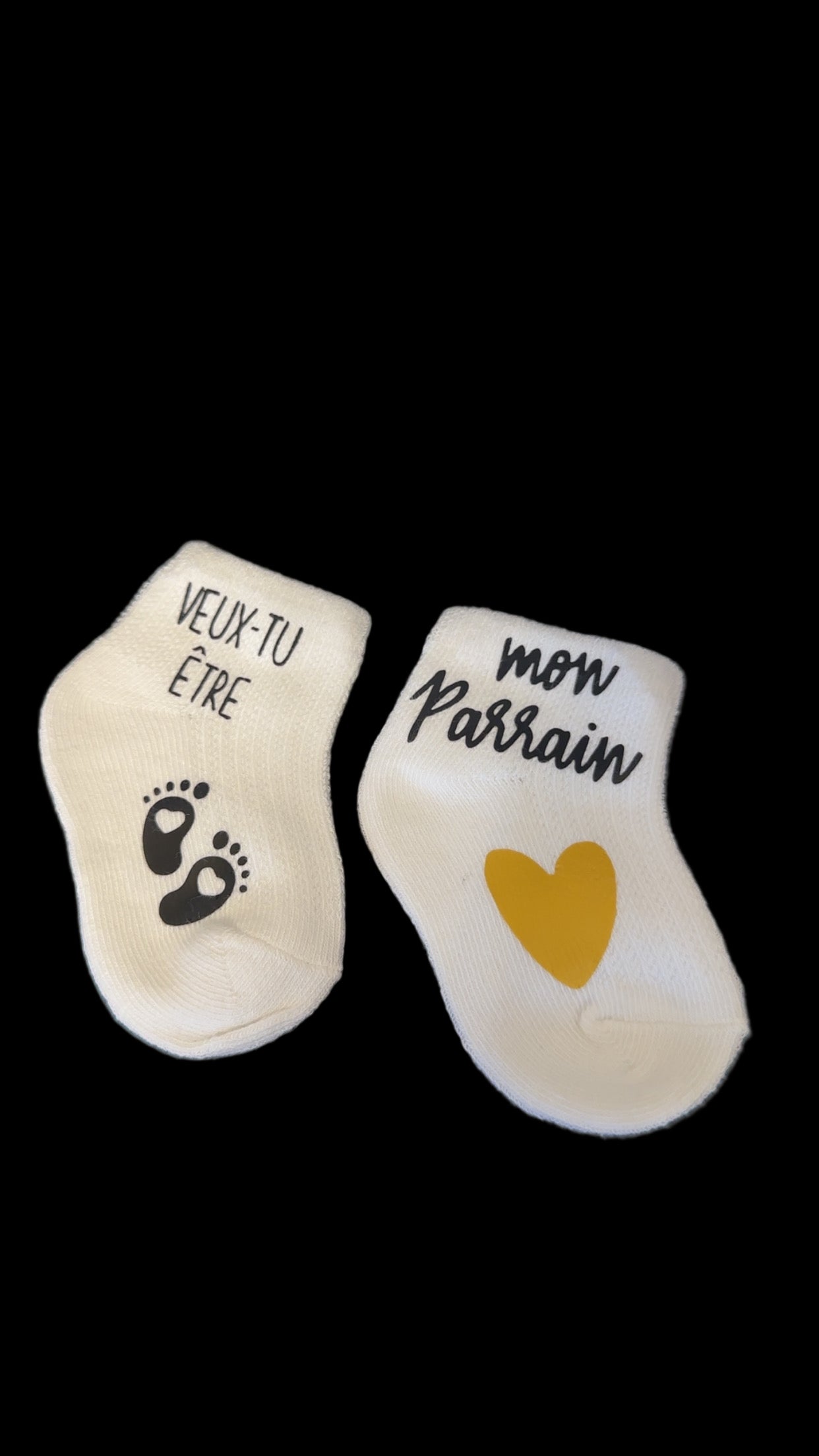 🧦 Chaussettes bébé “Veux-tu être mon parrain ?” 💛 | Annonce originale parrainage | Idée cadeau bébé personnalisée