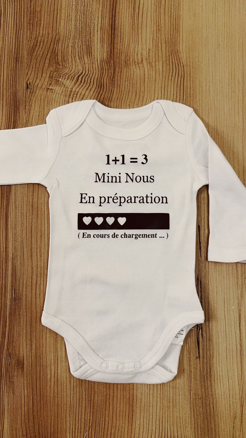 Body annonce grossesse – “1 + 1 = 3 Mini Nous en préparation” 👶 | Cadeau original future maman & papa, idée révélation bébé