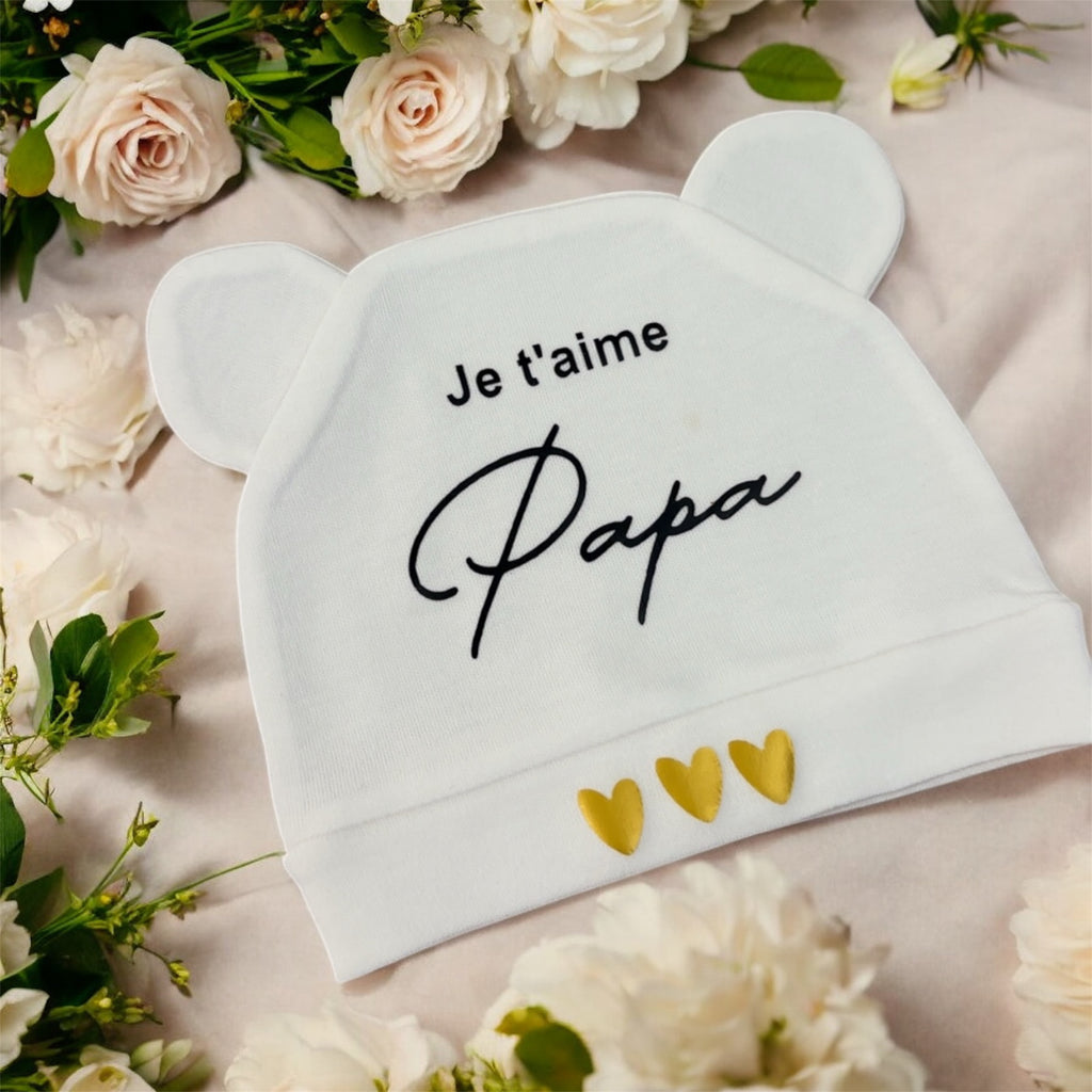 🧢 Bonnet Bébé “Je t’aime Papa” – Cadeau de naissance ou Fête des Pères