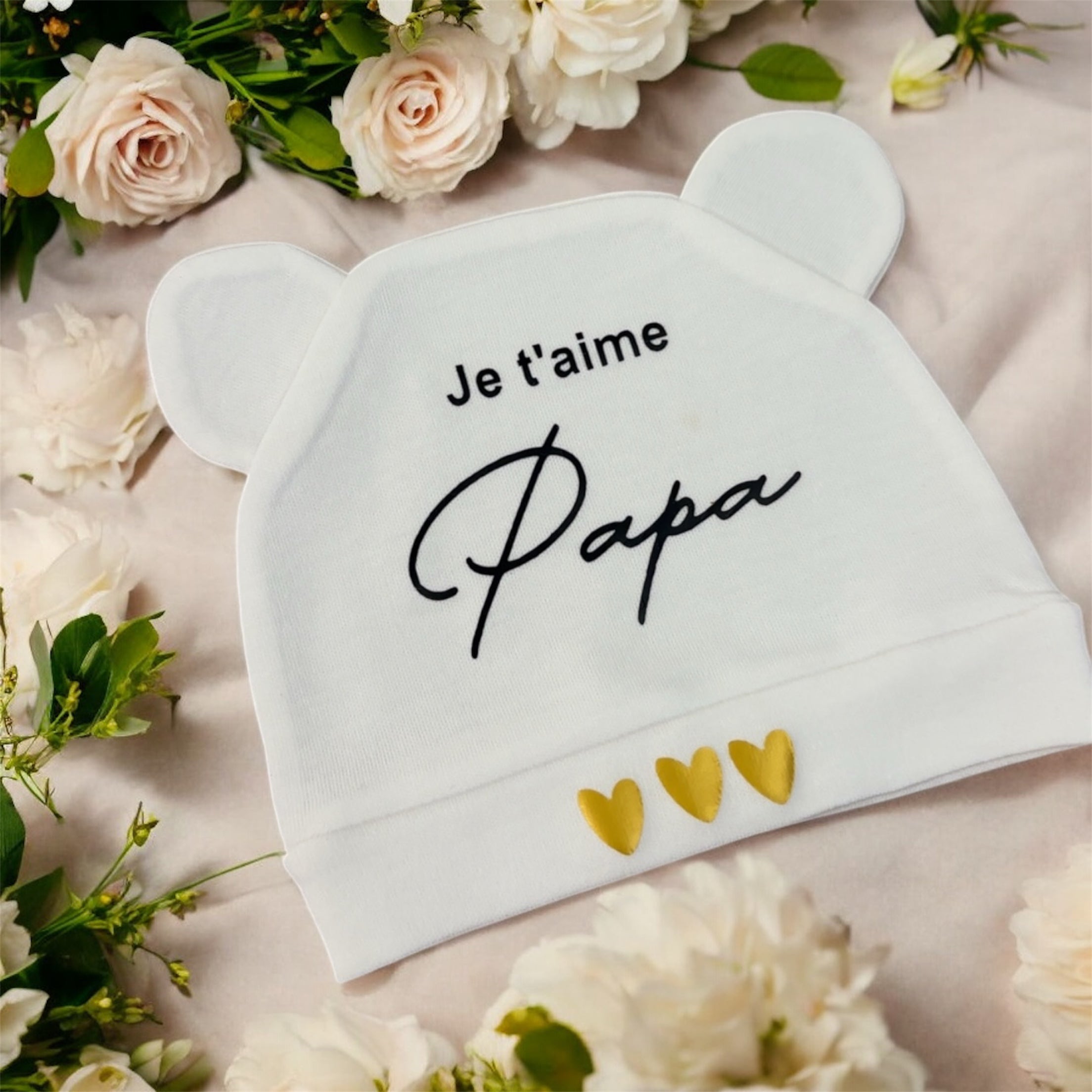 🧢 Bonnet Bébé “Je t’aime Papa” – Cadeau de naissance ou Fête des Pères