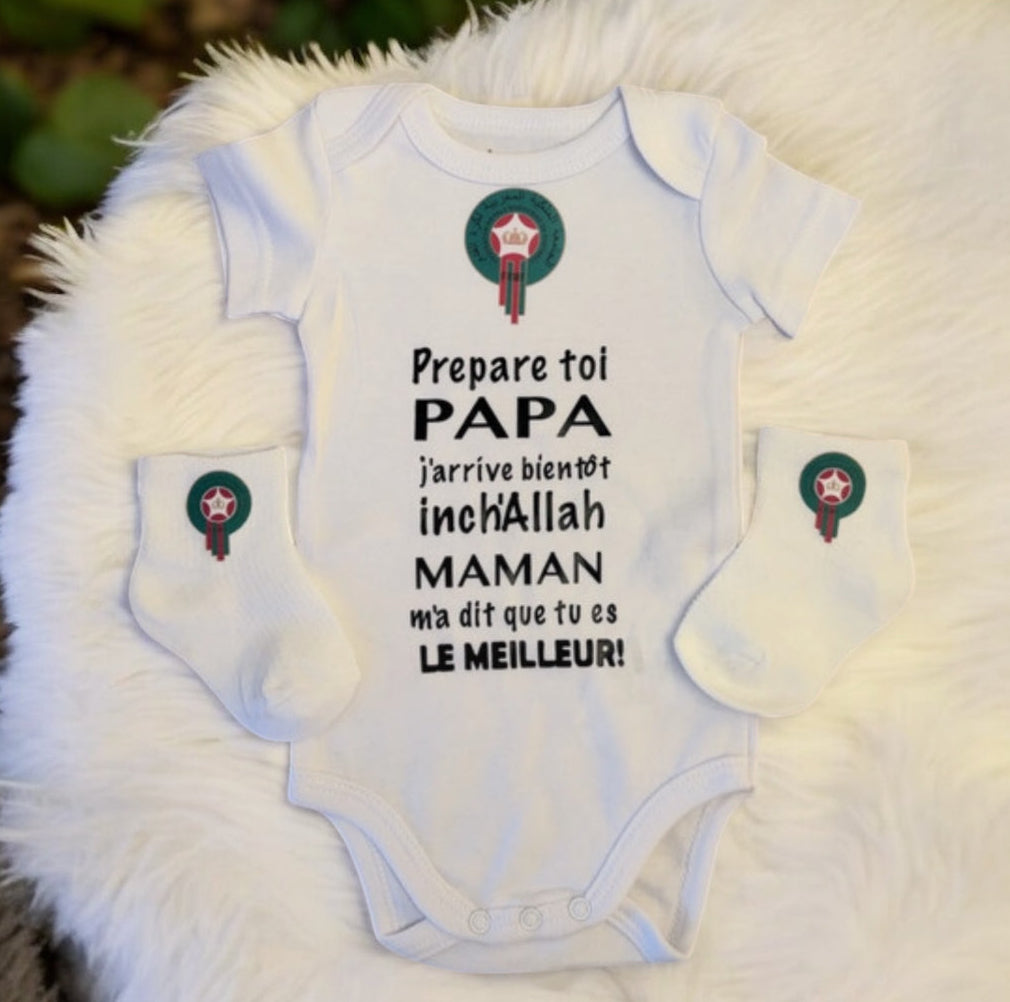 Annonce Grossesse Papa Body Bébé Maroc 🇲🇦 | Prepare toi Papa j’arrive bientôt inch’Allah | Cadeau Futur Papa Musulman