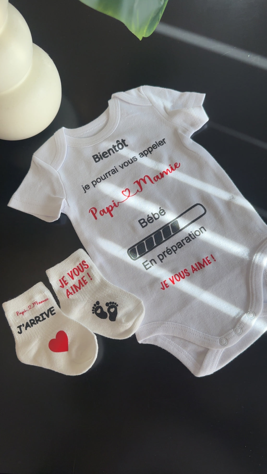 🍼✨ Body annonce grossesse “Papi & Mamie” + chaussettes assorties 👣 | Cadeau futur grands-parents 🎁