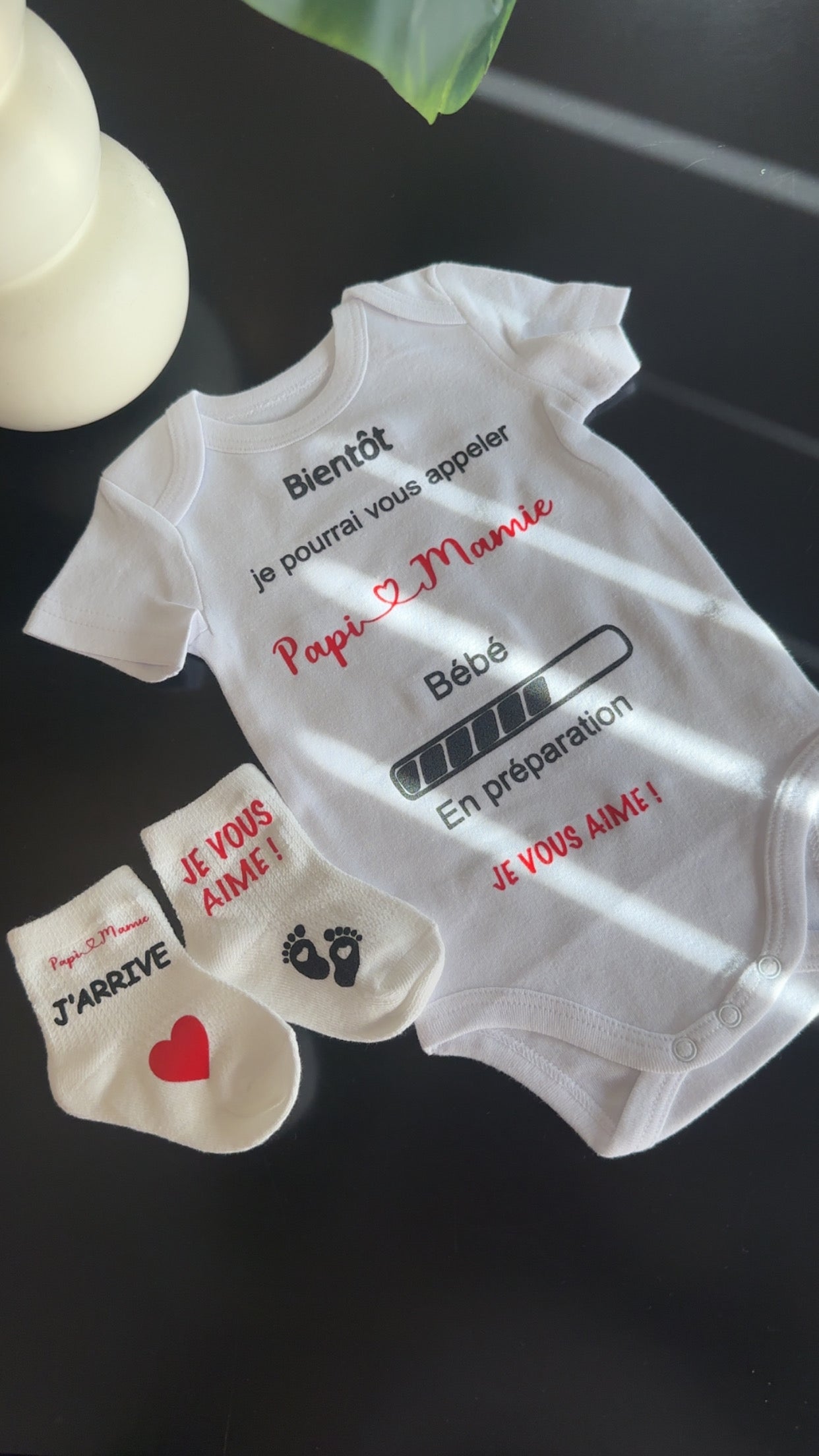🍼✨ Body annonce grossesse “Papi & Mamie” + chaussettes assorties 👣 | Cadeau futur grands-parents 🎁