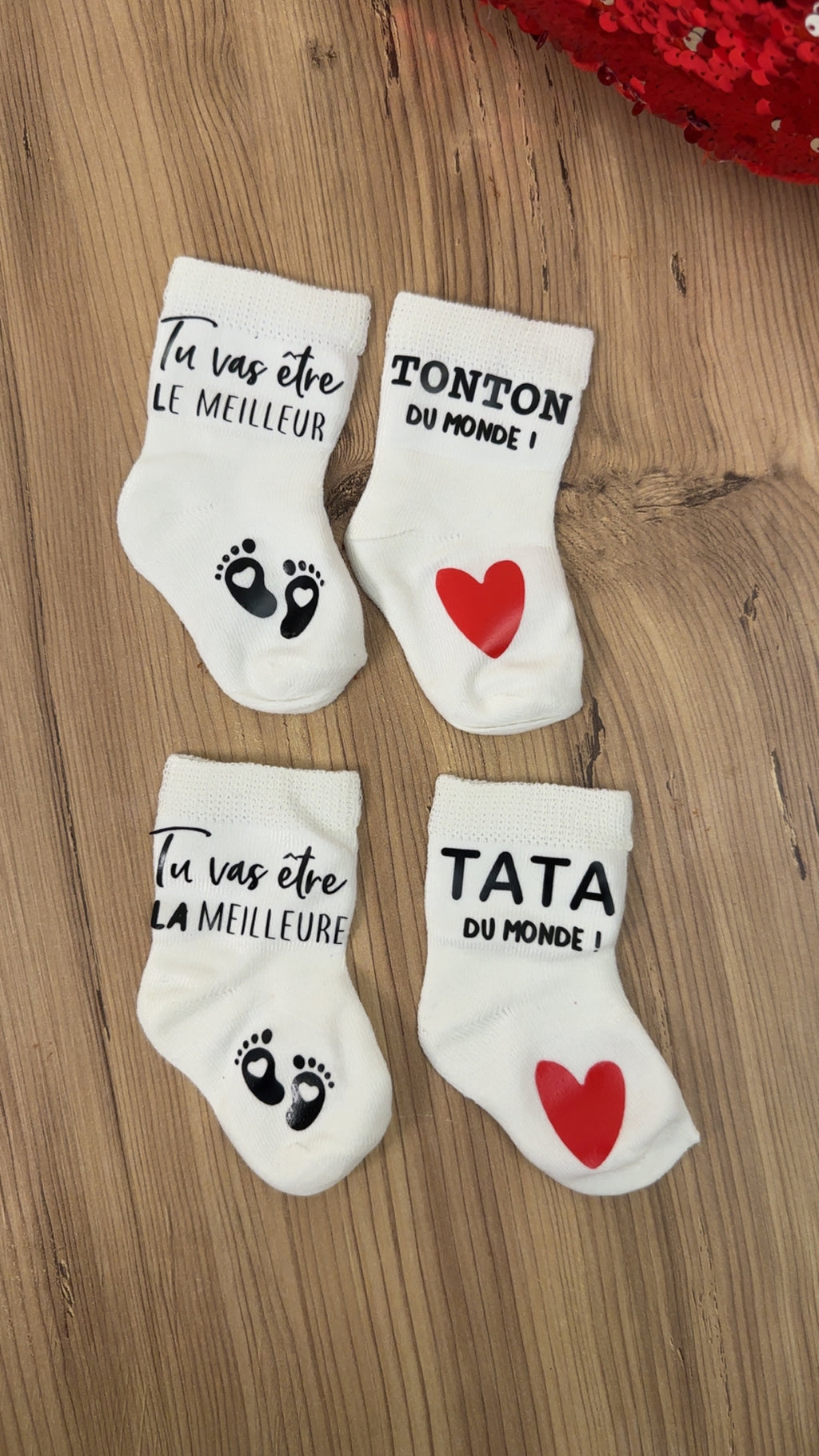 🍼 Lot de 2 paires de chaussettes annonce grossesse  futur tonton et tata – “Tu vas être la meilleure Tata / le meilleur Tonton du monde” – Cadeau révélation original ♥️