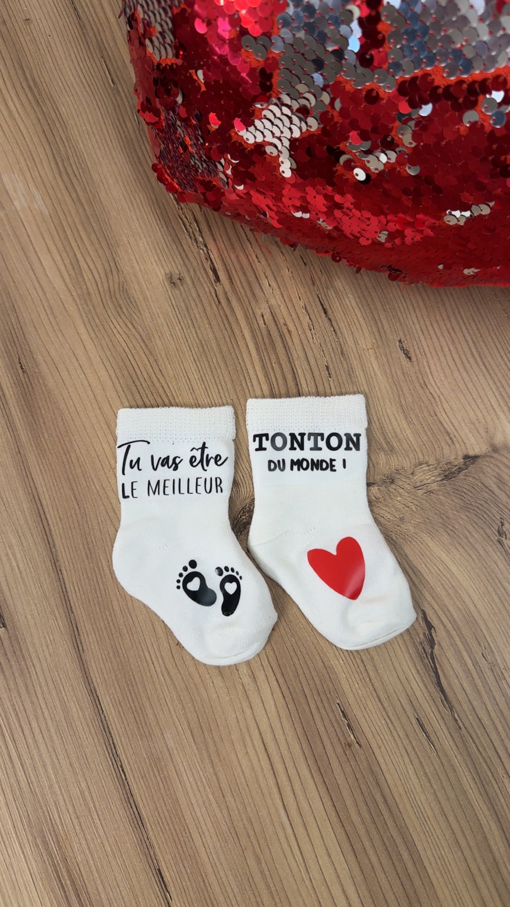 Chaussettes bébé “Tu vas être le meilleur tonton du monde !” – Annonce marraine originale – Cadeau grossesse ou baptême