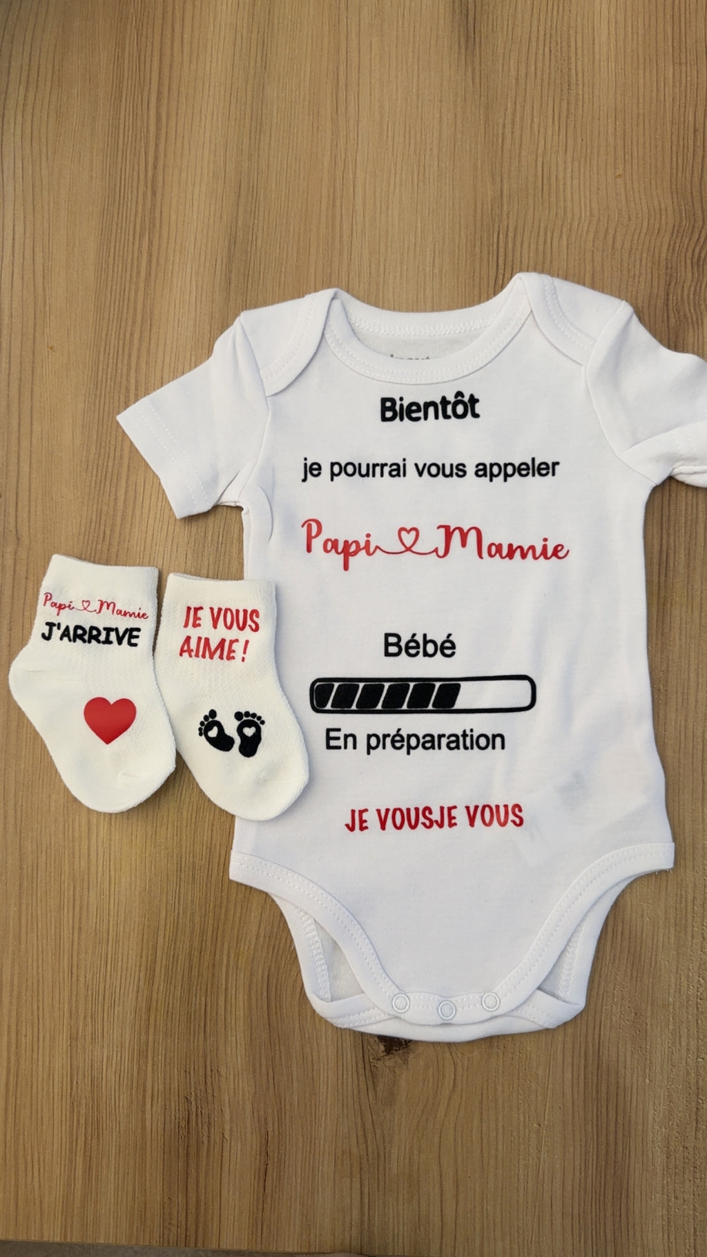 🍼✨ Body annonce grossesse “Papi & Mamie” + chaussettes assorties 👣 | Cadeau futur grands-parents 🎁
