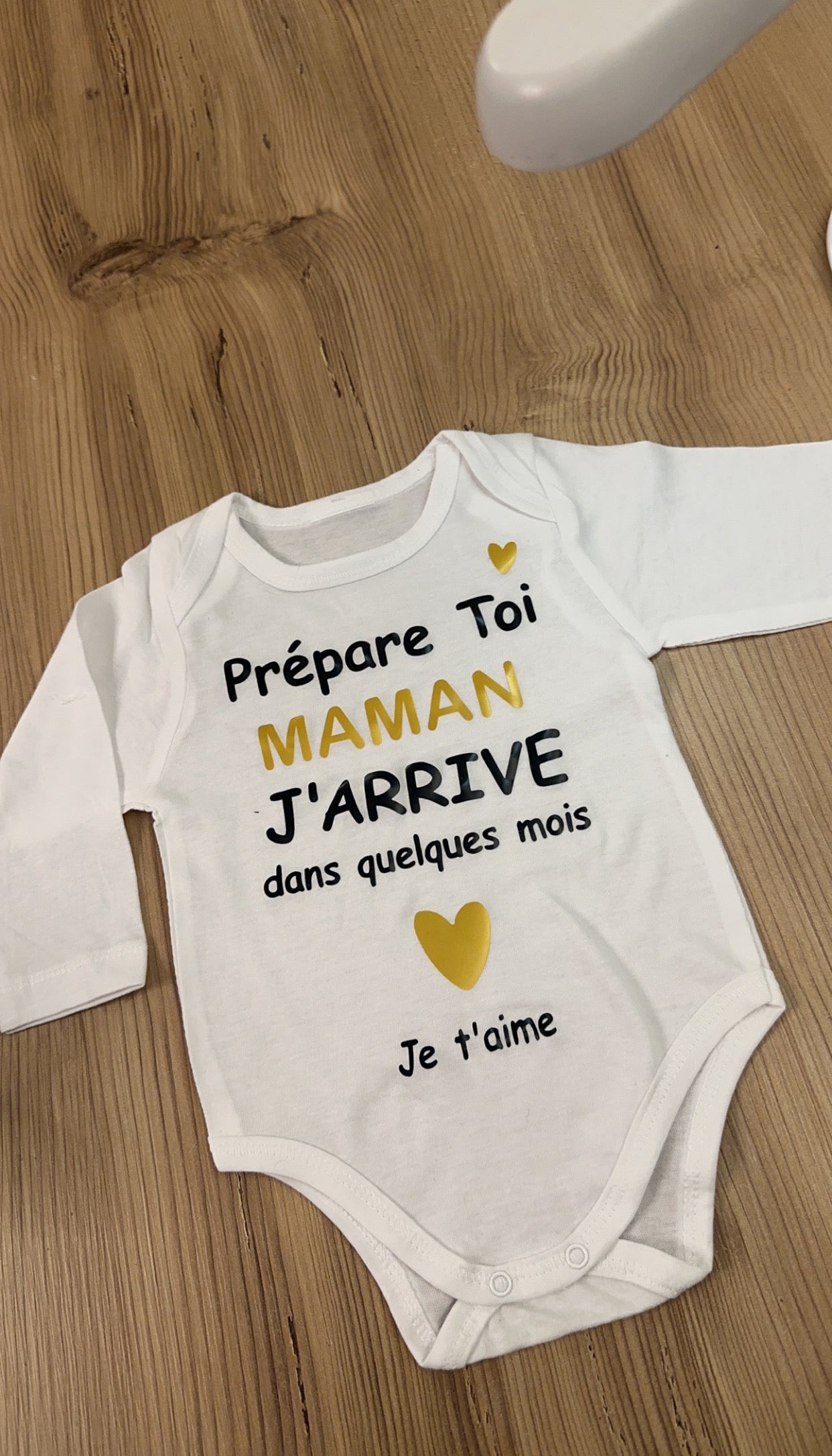 💖 Body annonce grossesse « Prépare-toi Maman » – Annonce future maman originale – Cadeau révélation grossesse plein d’émotion