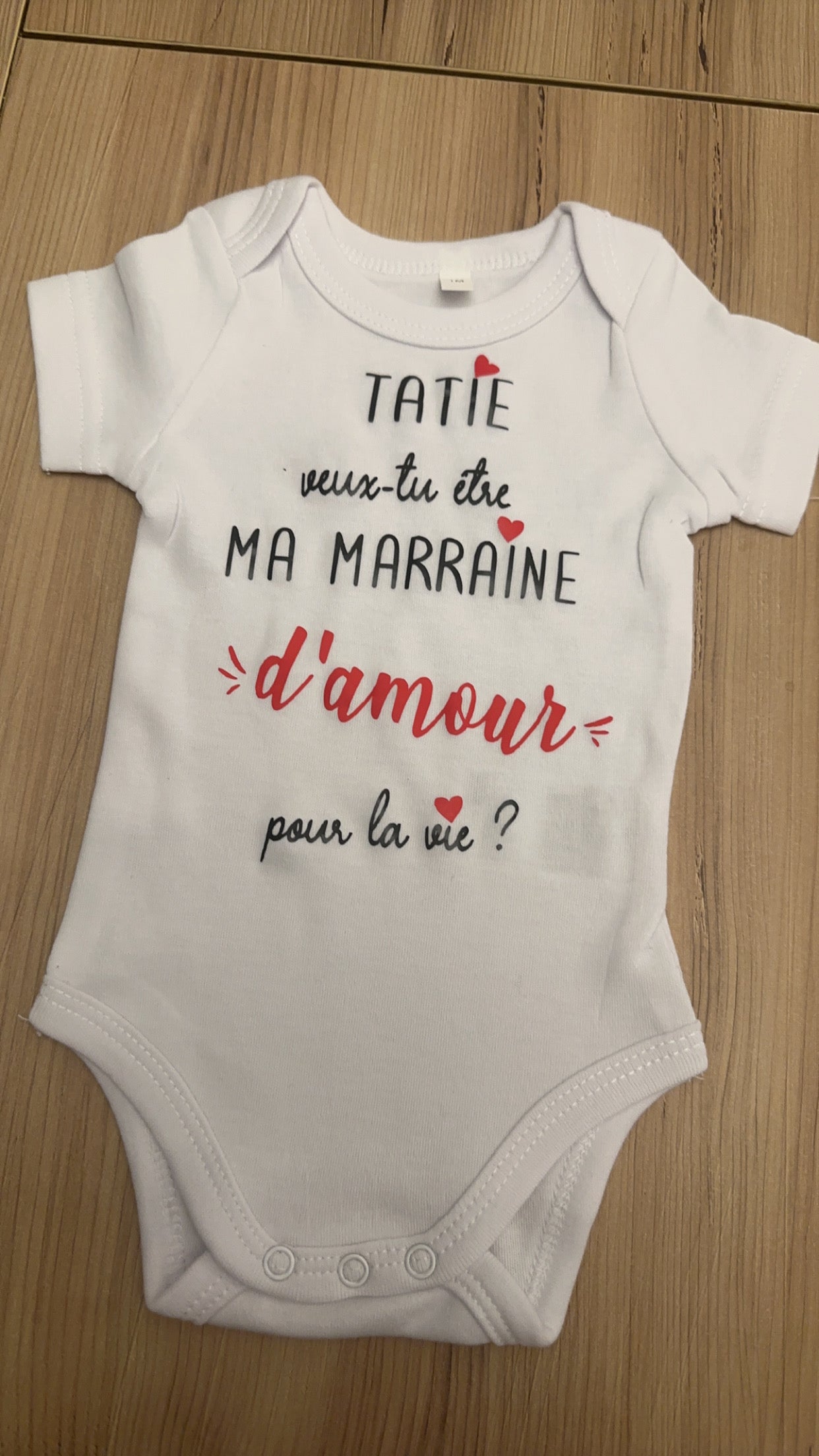 Body bébé “tatie veux tu être ma Marraine d’amour pour la vie ?” – Annonce marraine originale – Cadeau surprise bébé grossesse