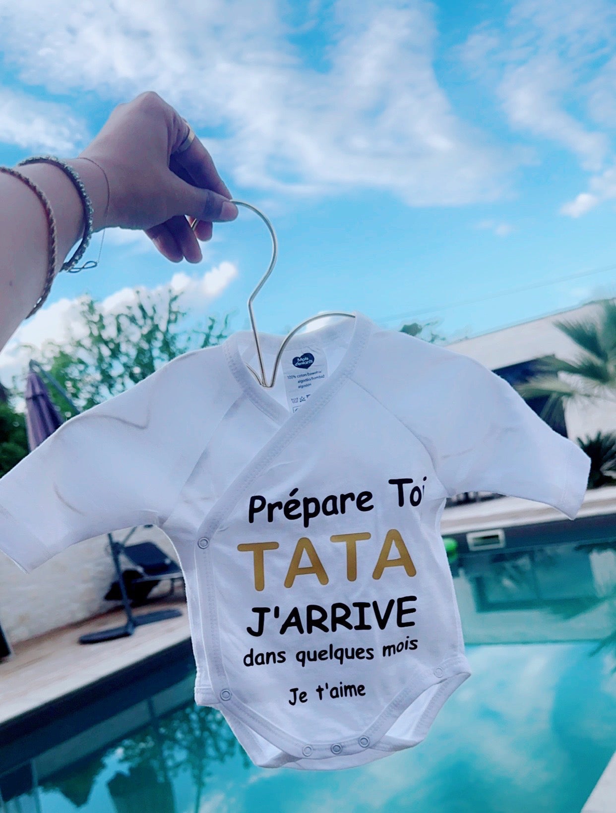 💛 Body annonce grossesse « Prépare-toi Tata » – Cadeau original pour future tante – Body bébé message surprise