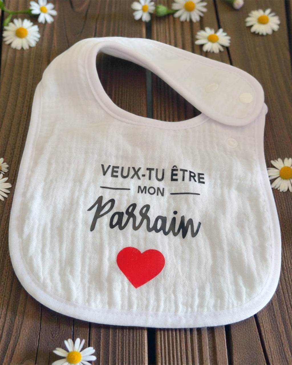 Bavoir bébé demande parrain – Veux-tu être mon parrain – Cadeau parrain – Annonce parrain originale – Naissance bébé