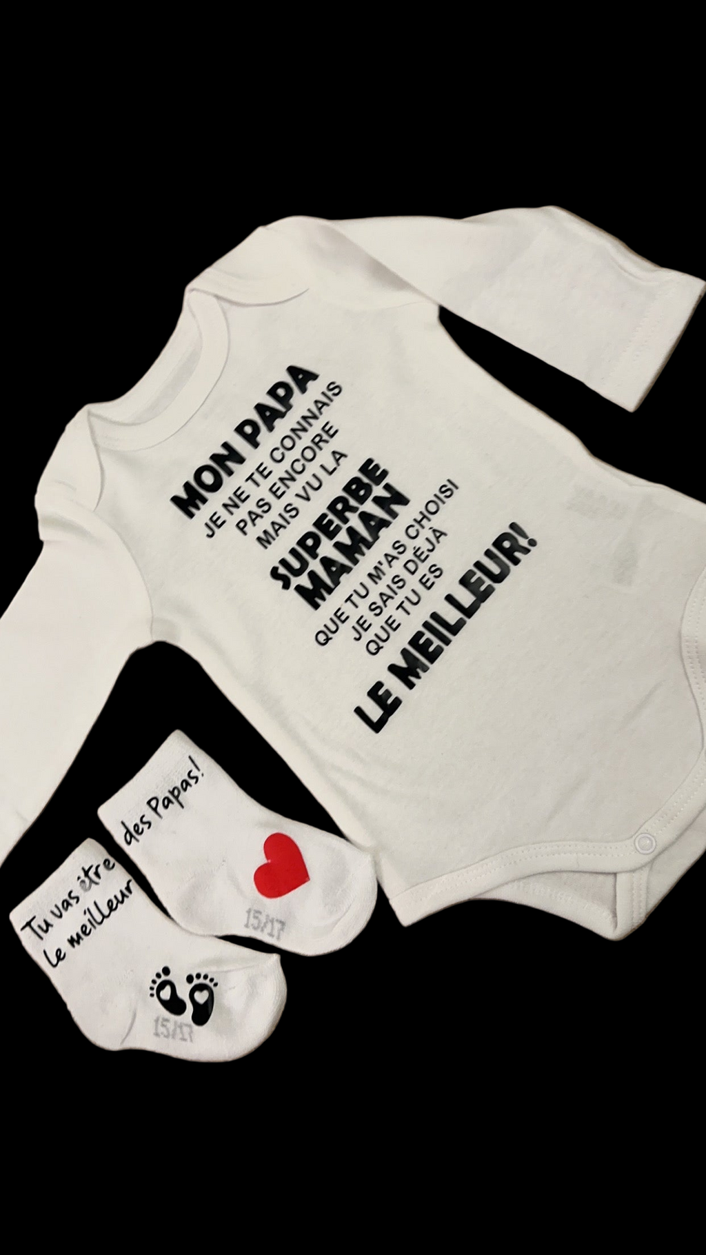 🍼 ensemble Body et chaussette Bébé Message Drôle – “Mon Papa, Je ne te connais pas encore…” | Cadeau de Naissance annonce grossesse Original