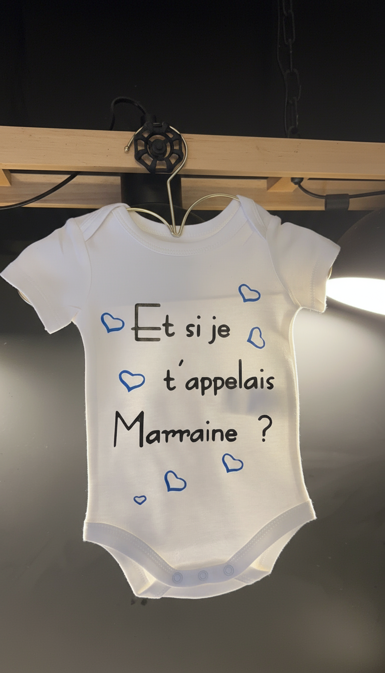 Body bébé “Et si je t’appelais Marraine ?” – Annonce marraine originale – Cadeau surprise bébé grossesse