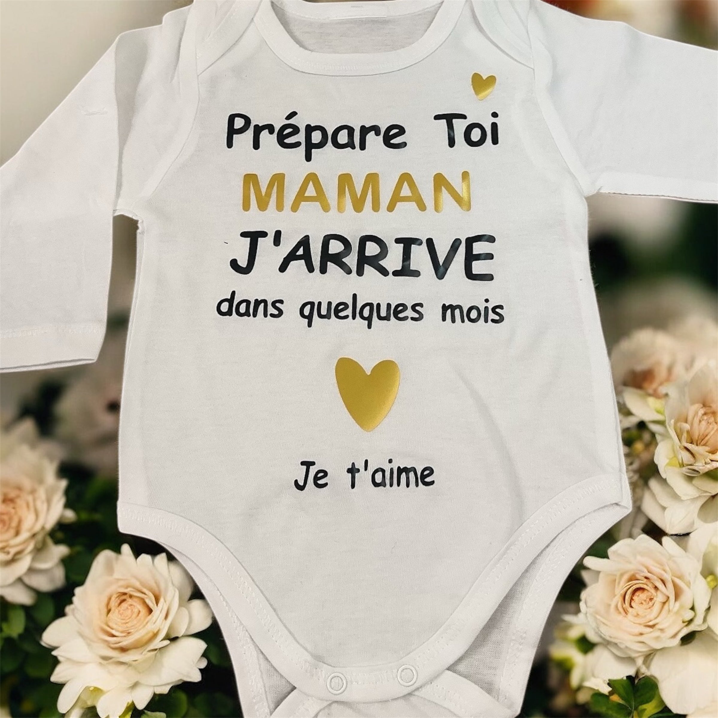 💖 Body annonce grossesse « Prépare-toi Maman » – Annonce future maman originale – Cadeau révélation grossesse plein d’émotion