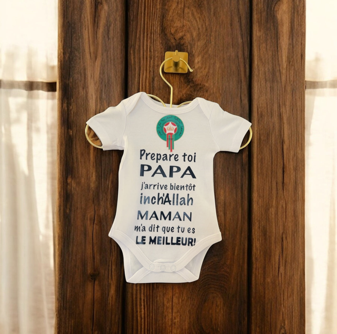 Body bébé annonce grossesse Papa Maman – Équipe du Maroc 🇲🇦 – Prépare toi Papa j’arrive bientôt Inshallah – Cadeau futur papa