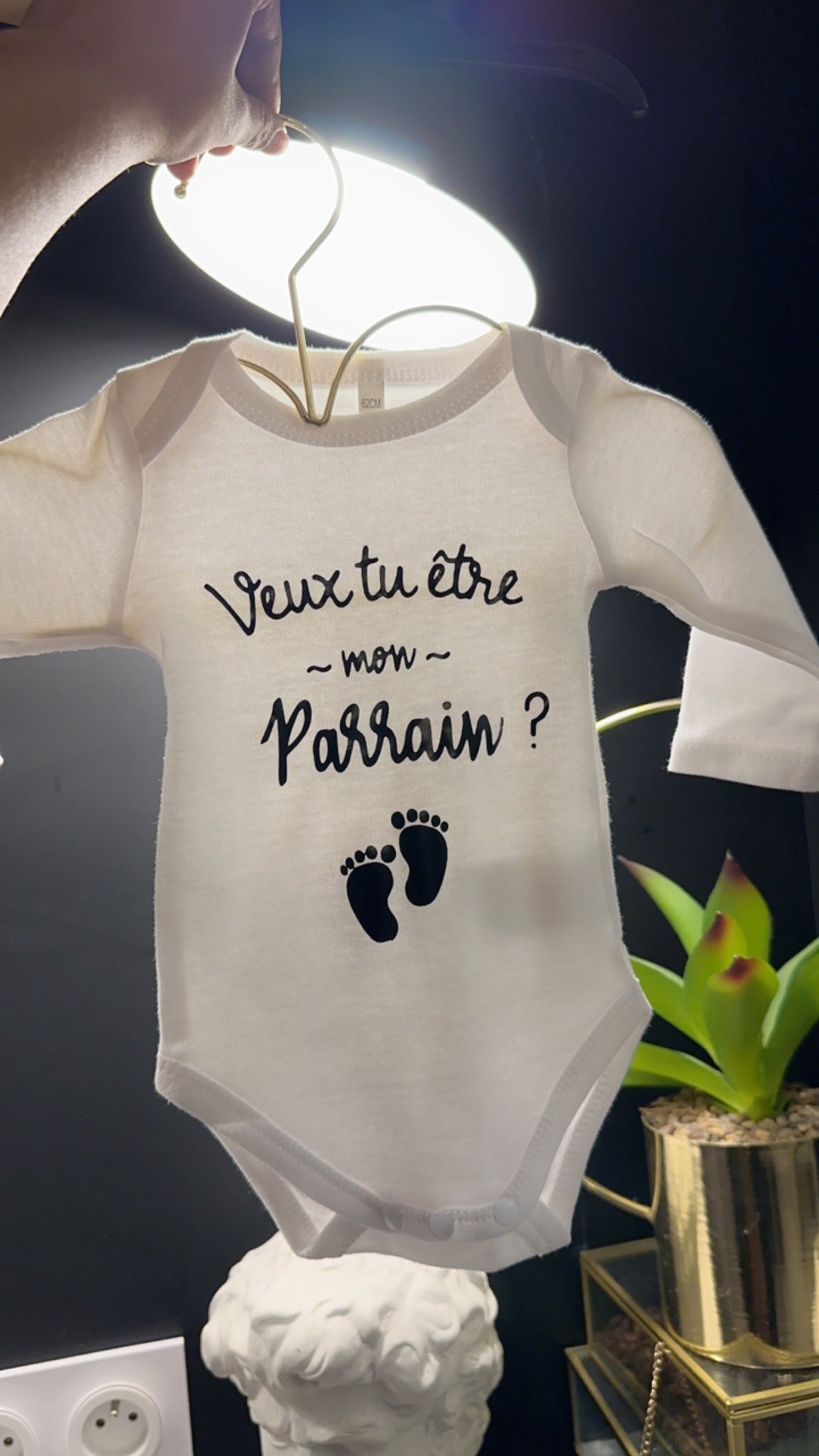 👶 Body bébé “Veux-tu être mon parrain ?” | Cadeau annonce parrain original | Body coton manches longues