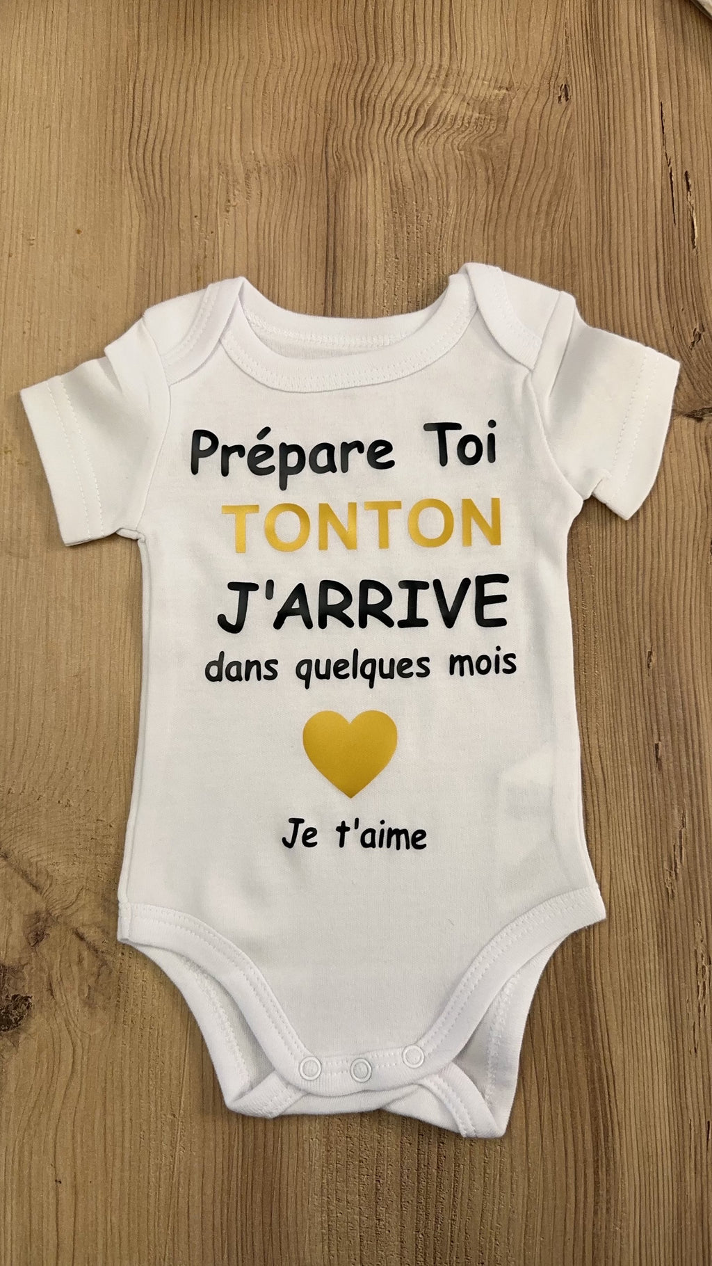 🖤 Body annonce grossesse « Prépare-toi Tonton » – Cadeau original futur oncle – Idée annonce grossesse drôle et tendre